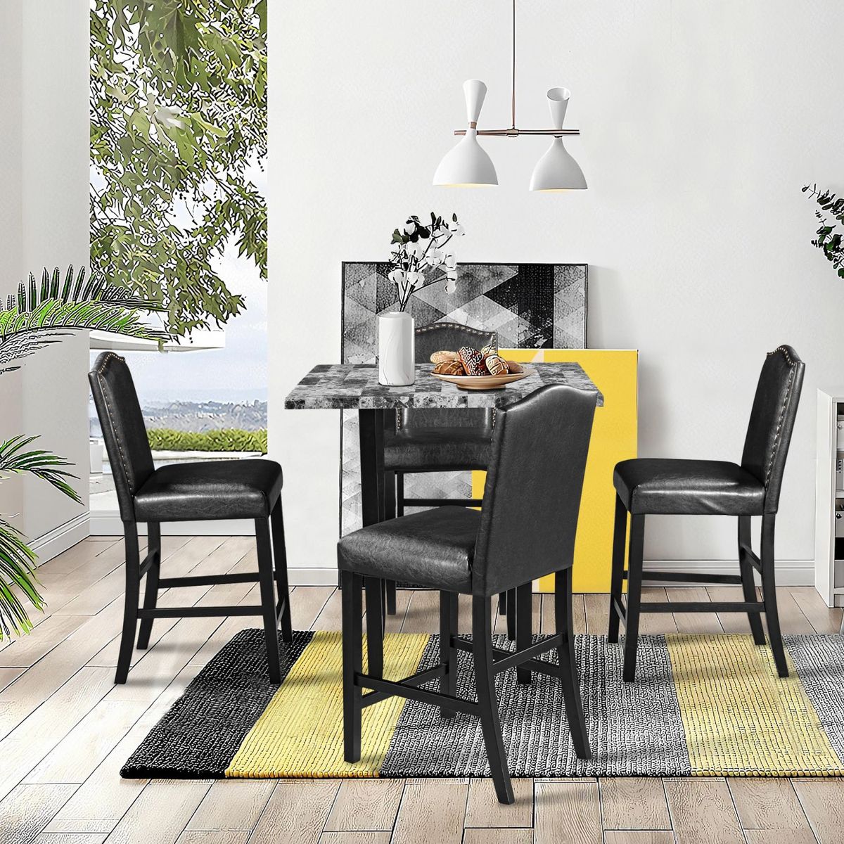 JASMODER SH000122AAE Gray Contemporary/Modern Dining Room Set with Rectangular Table (Seats 4)