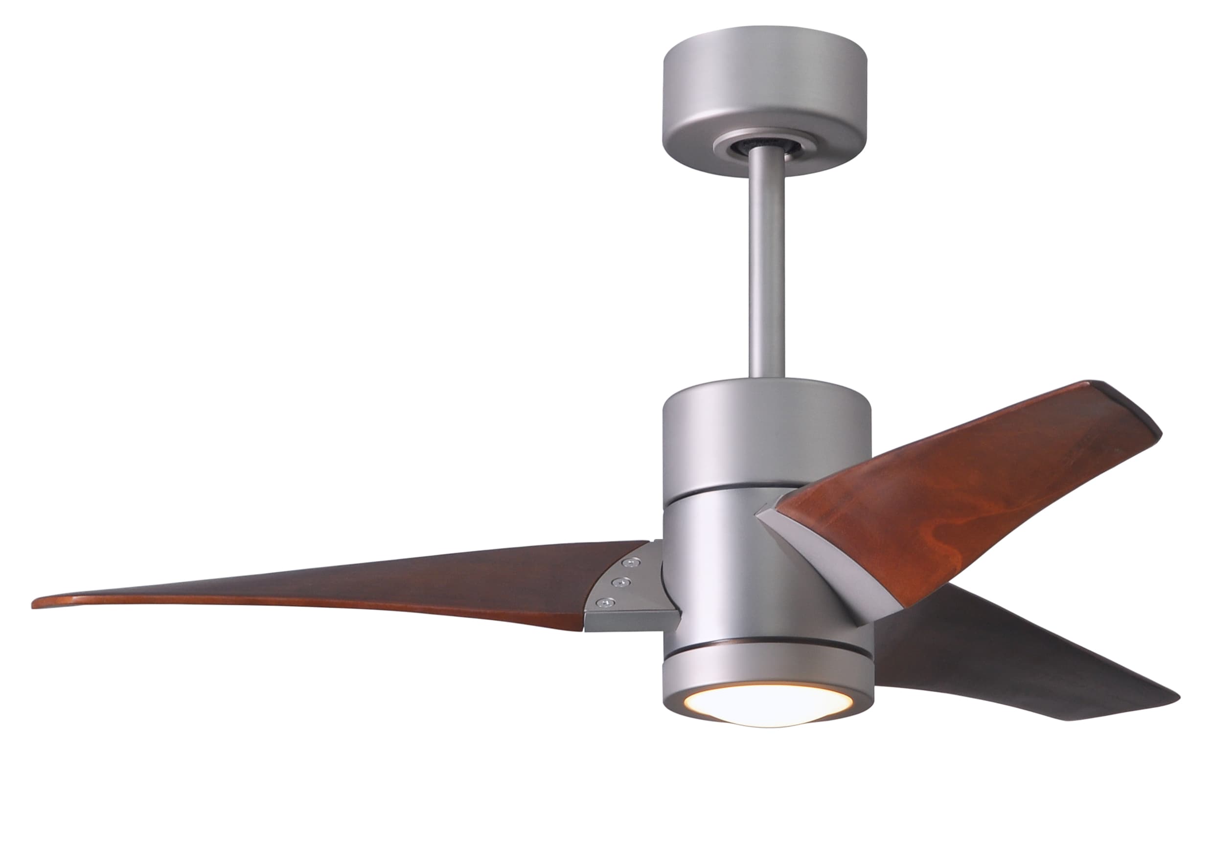 Matthews Fan Company SJ-BN-WN-42 Super Janet 42-in Color-Changing Integrated LED Outdoor Brushed Nickel with Walnut Tone Blades Ceiling Fan With Light - Remote Included ( 3 -Blade )