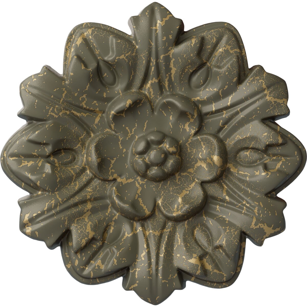 Ekena Millwork CM07EMWHC Emery Leaf 7.625-in W x 7.625-in L Witch Hazel Crackle Polyurethane Ceiling Medallion