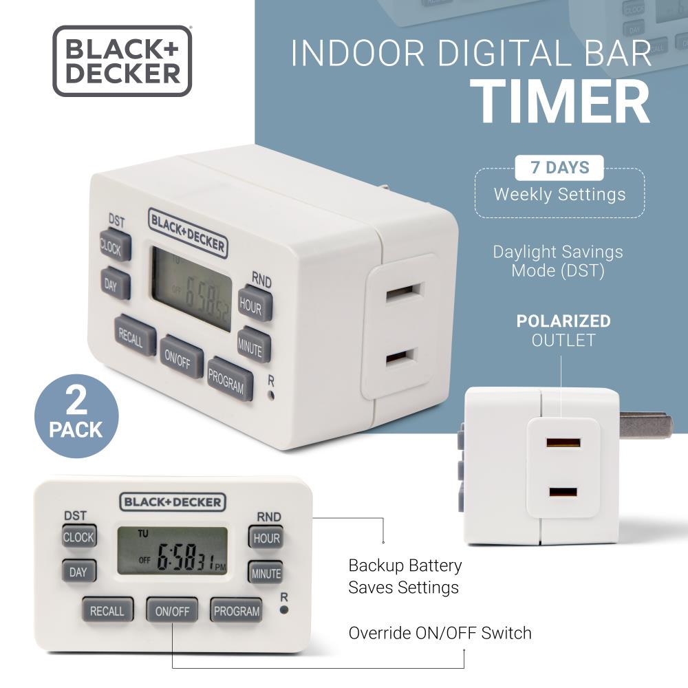 BLACK+DECKER 10-Amps 125-volt Indoor Timer 1-Outlet Plug-in Indoor Lighting  Timer in the Lighting Timers department at