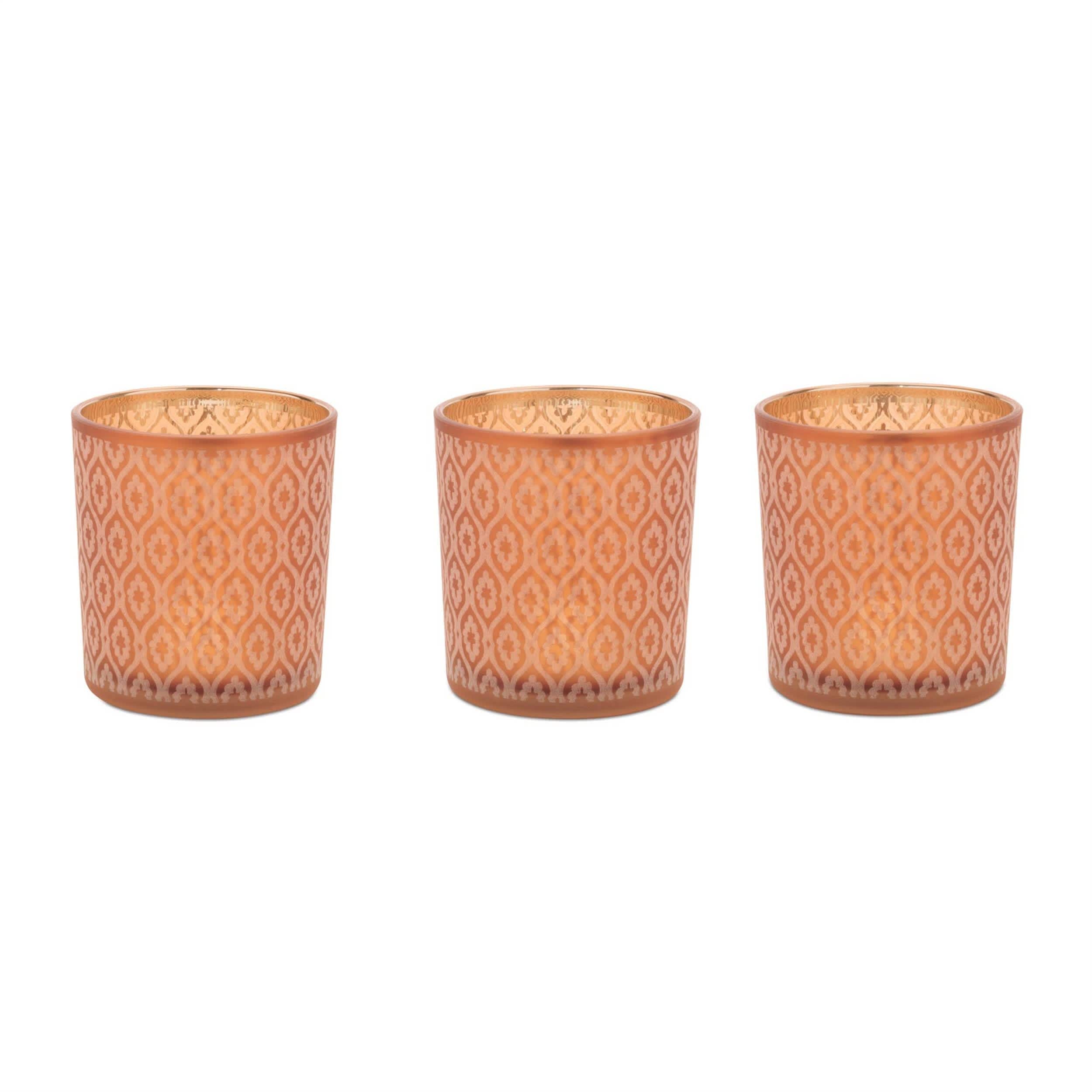 Melrose International Geometric Patterned Votive Holder (Set of 3)