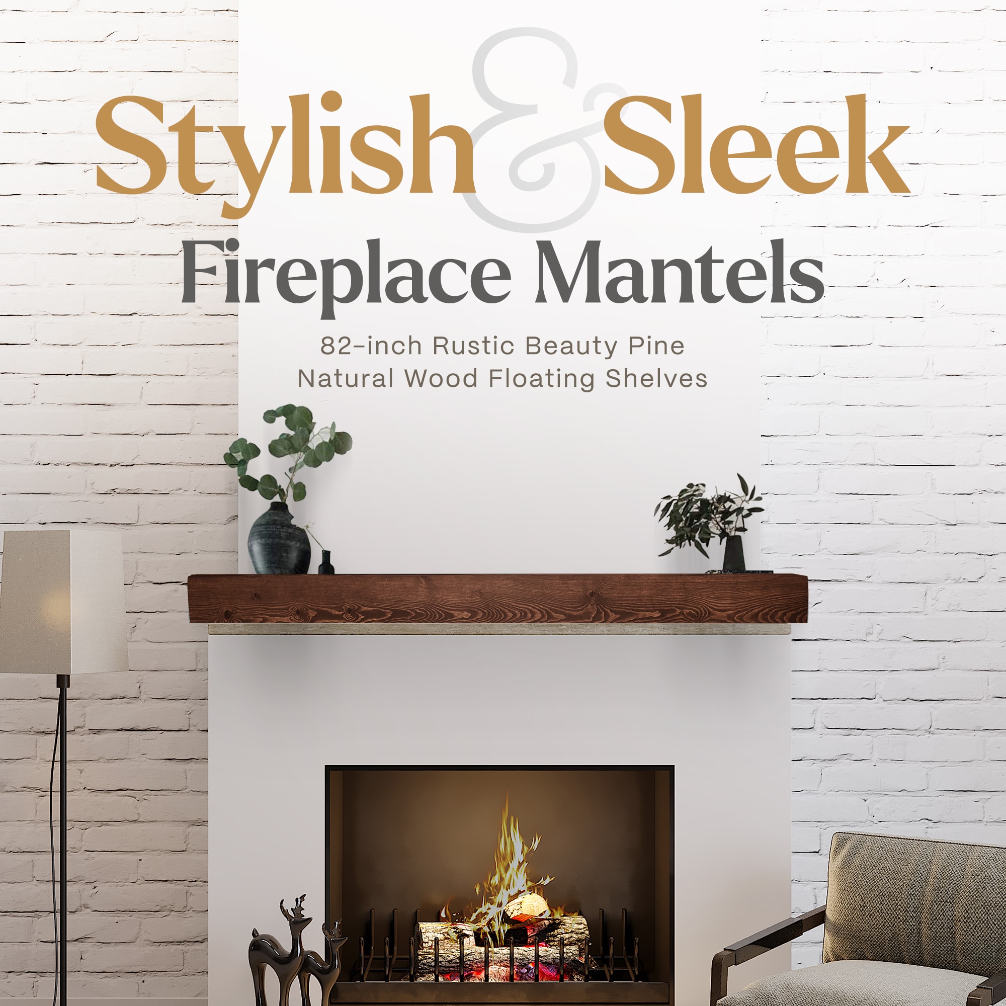 Luxe Surface Group 82 RUSTIC AGED Mantel-Shelves - View #2