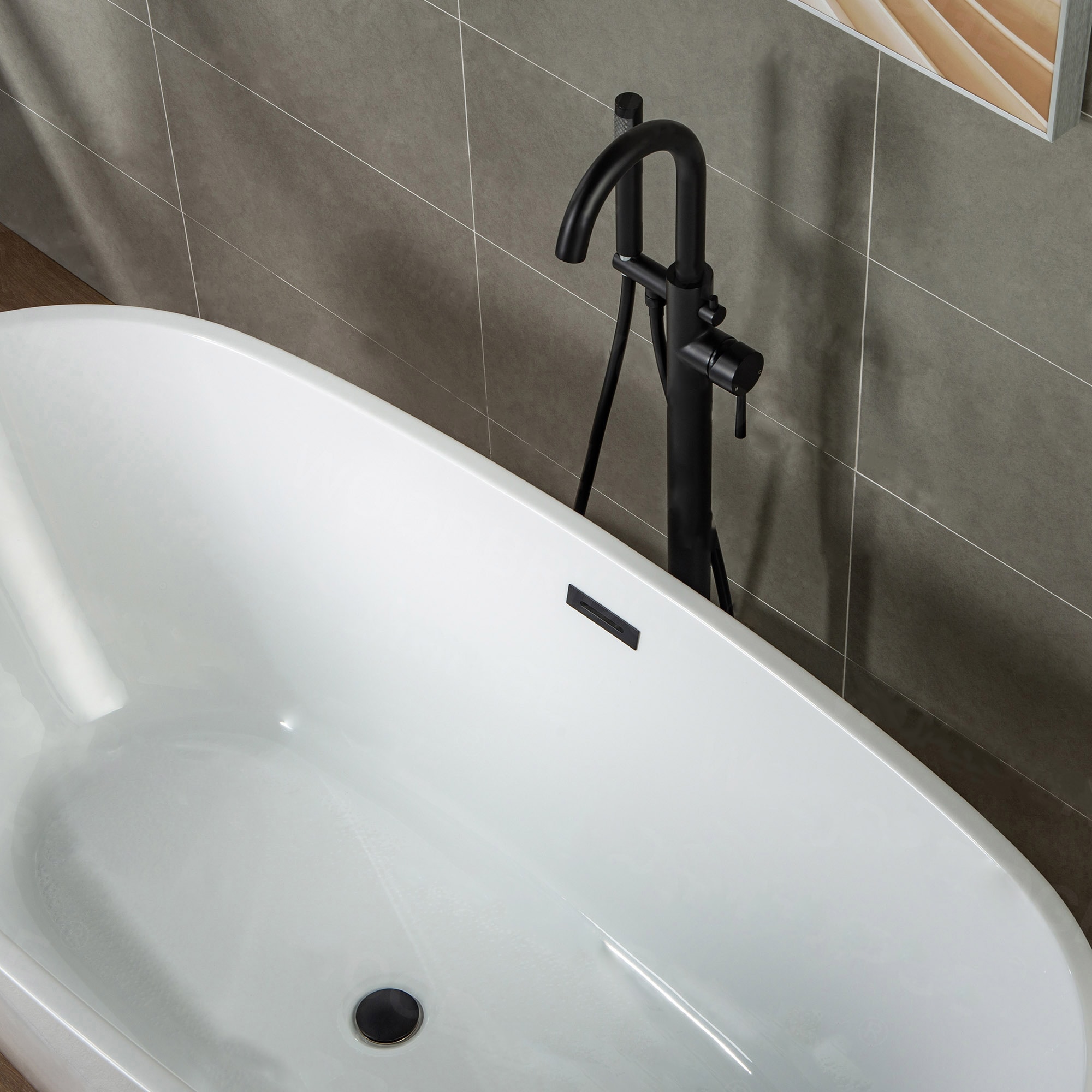 Woodbridge Frankfurt Matte Black 1-handle Freestanding Swivel Bathtub  Faucet with Hand Shower