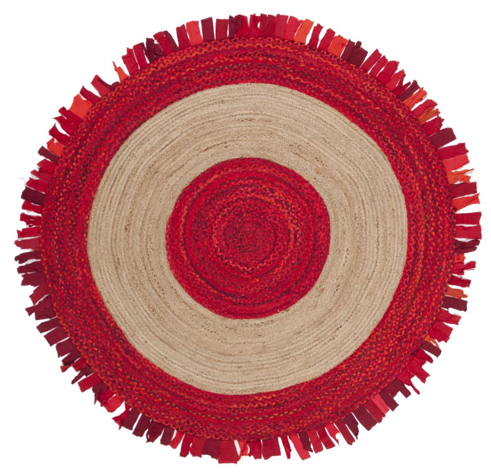 Safavieh CAP701Q-6R Cape Cod Lowell 6 x 6 (ft) Jute Red/Natural Round Indoor Border Bohemian/Eclectic Area rug