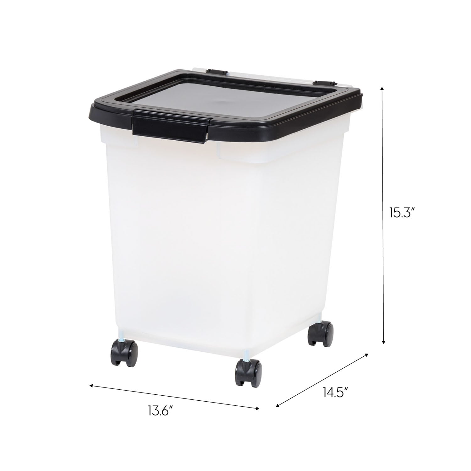 Clear Black 25 lb Airtight Plastic Pet Food Container