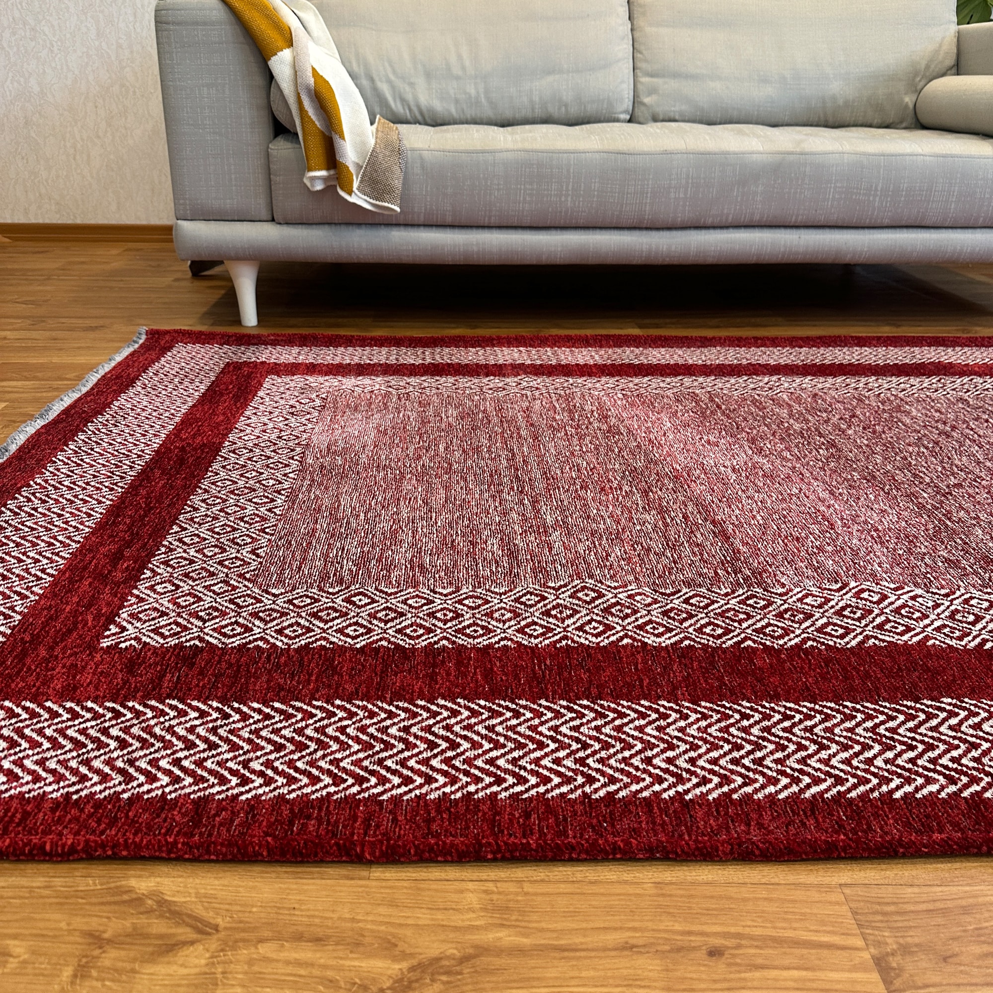 Alfa Rich 5 x 8 (ft) Loomed Cotton Red Burgundy Rectangular Indoor ...