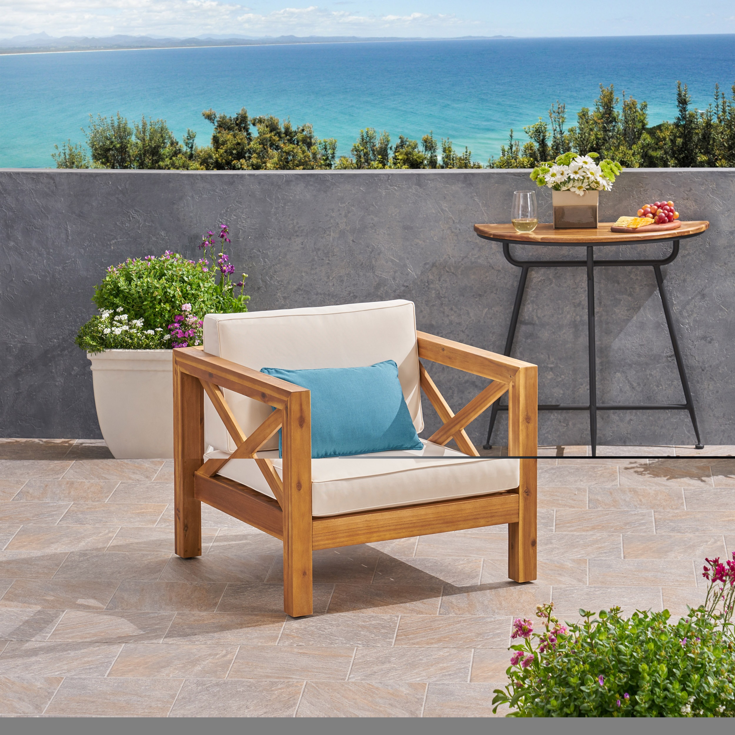 Christopher Knight Home 308358 Brava Upholstered Club Chair Teak