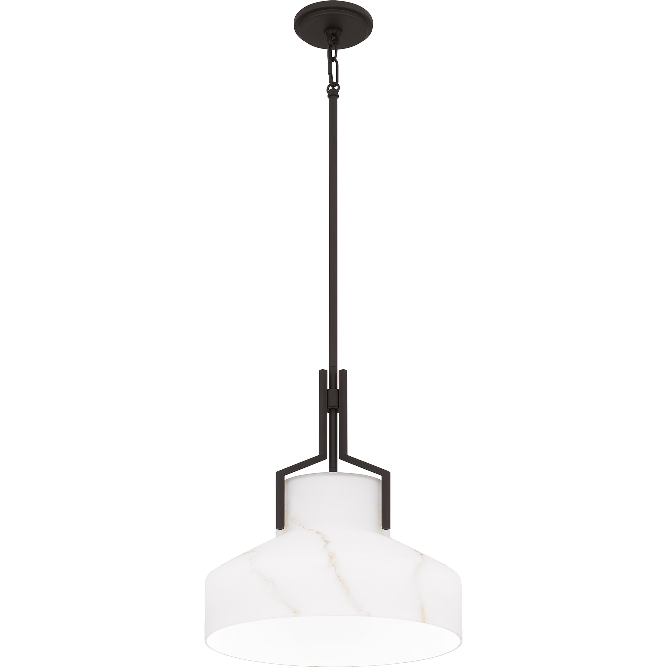 Brecken 16" Old Bronze Pendant Light with Alabaster Glass Shade