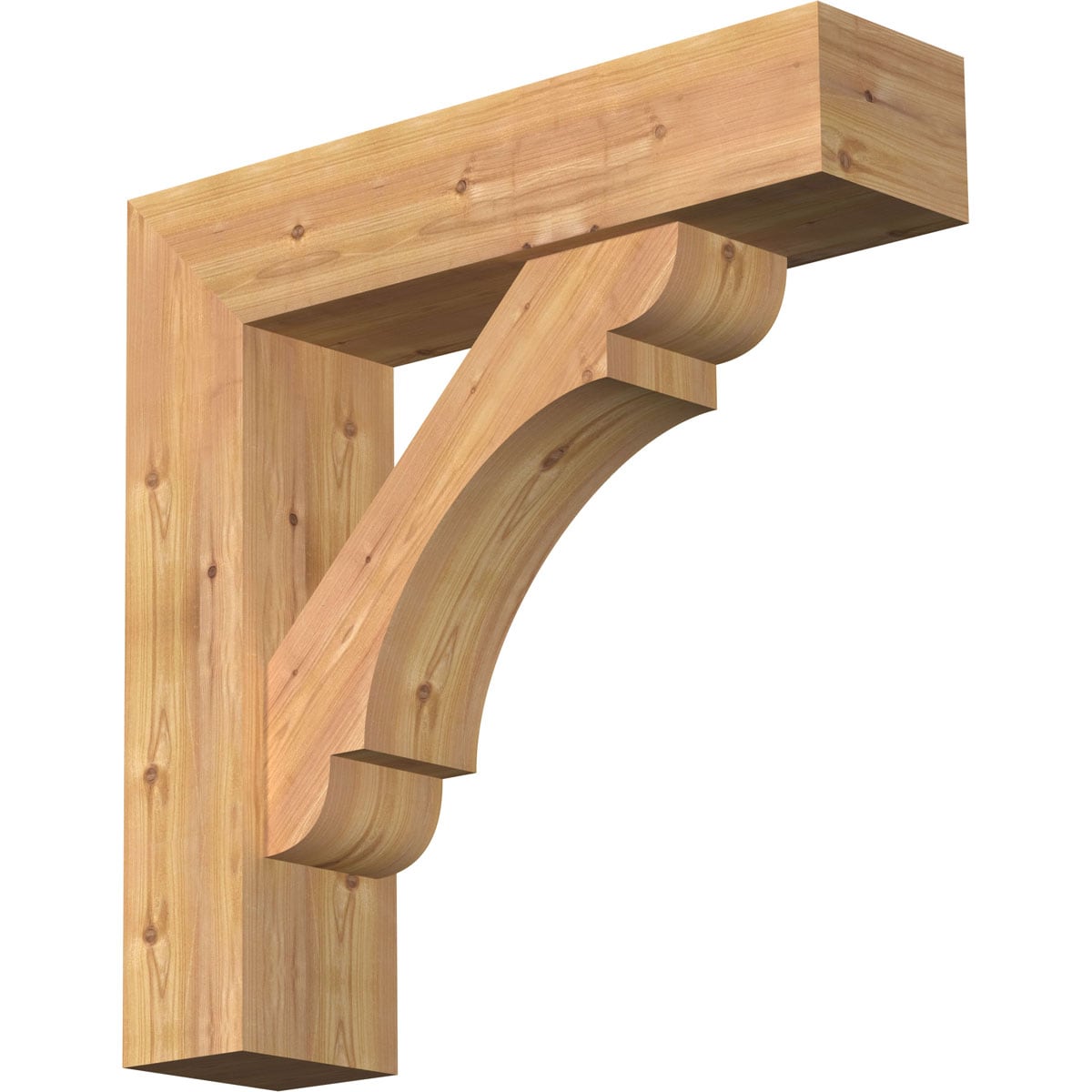 Ekena Millwork 1463586 Olympic Block Smooth Bracket with Offset Brace Western Red Cedar Wood Standard Bracket