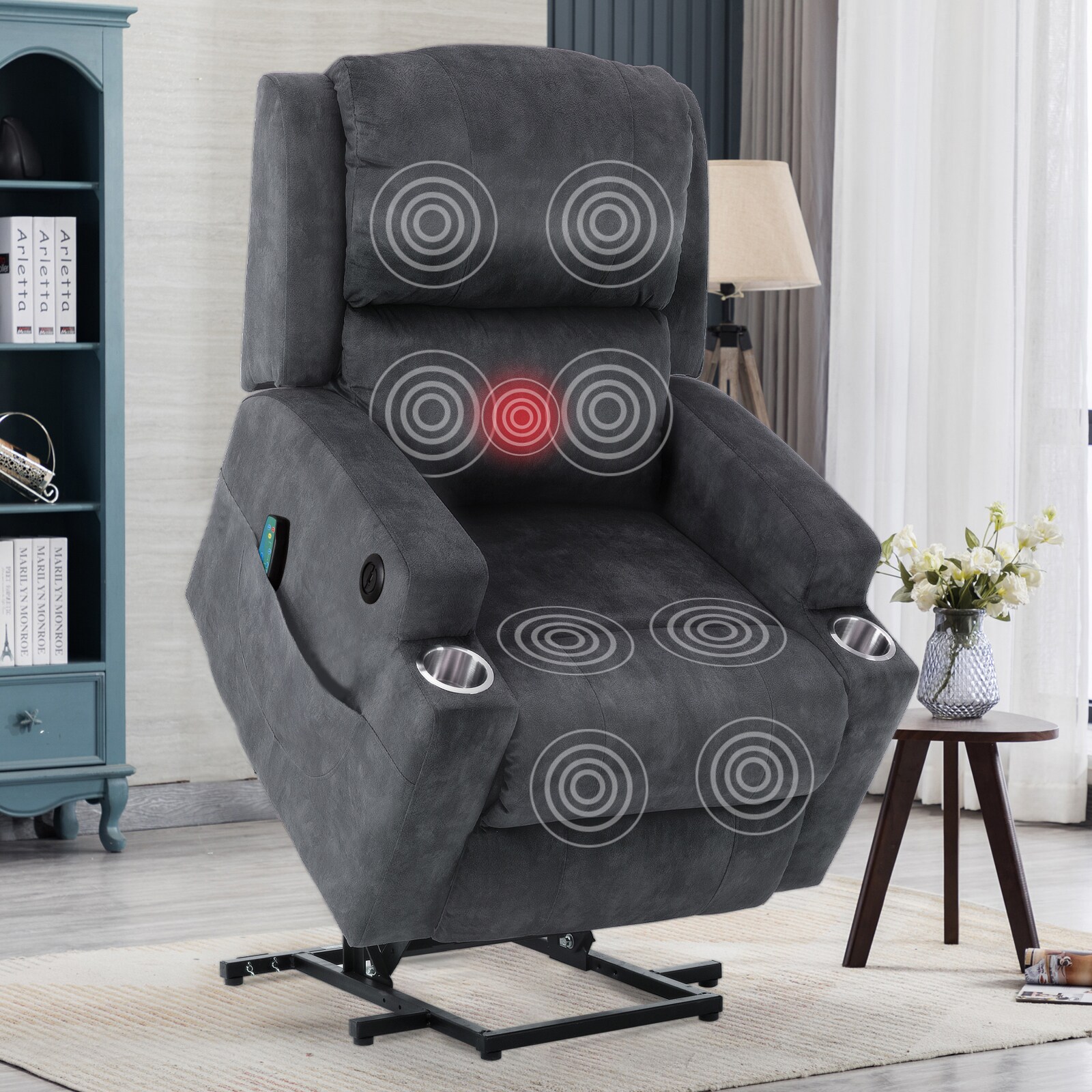 Big and Soft Multifunctional Power Lift Heated Massage Recliner Gray -  Kinwell