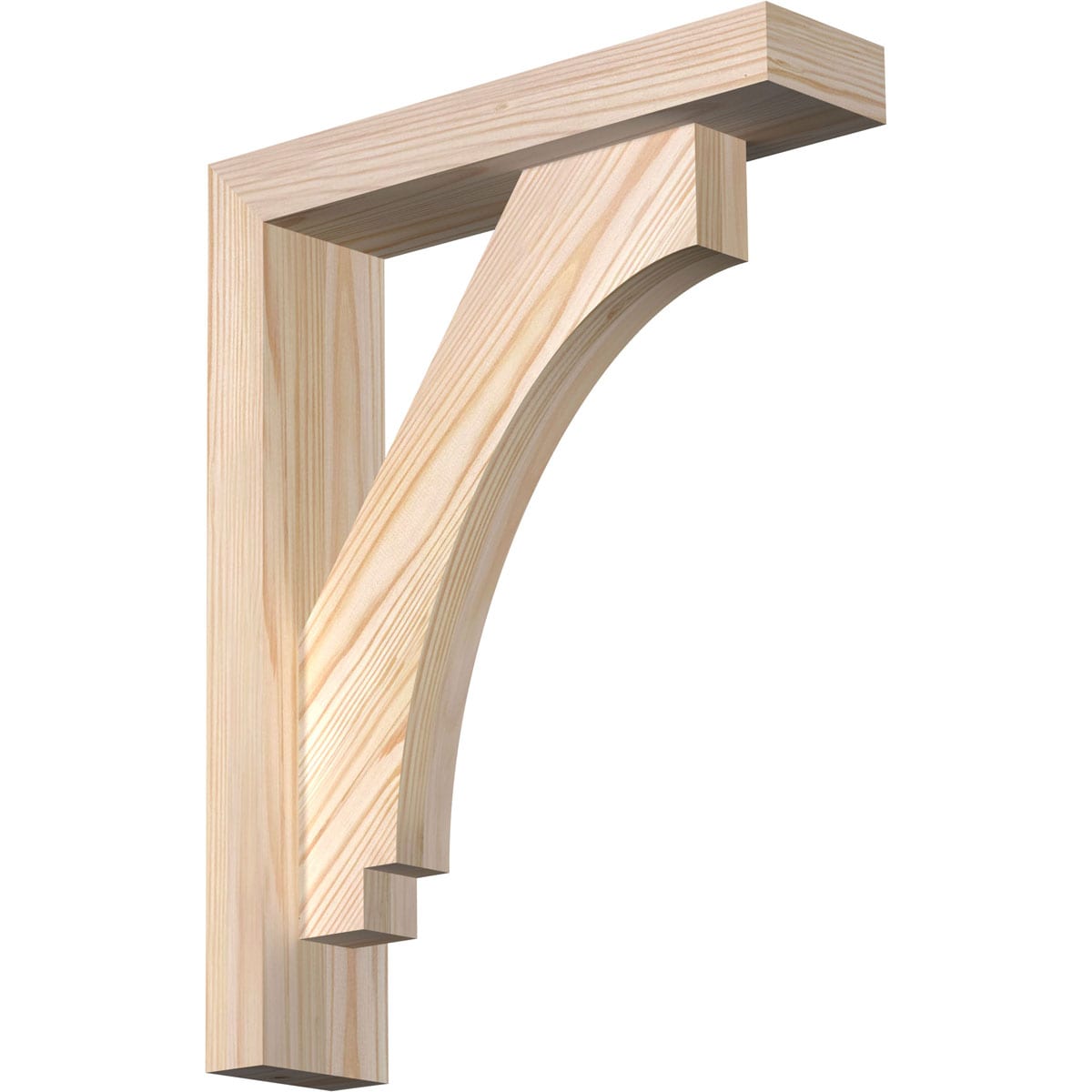 Ekena Millwork 1462906 Imperial Block Smooth Bracket with Offset Brace 3-1/2-in x 14-in x 18-in Douglas fir Brown Wood Standard bracket