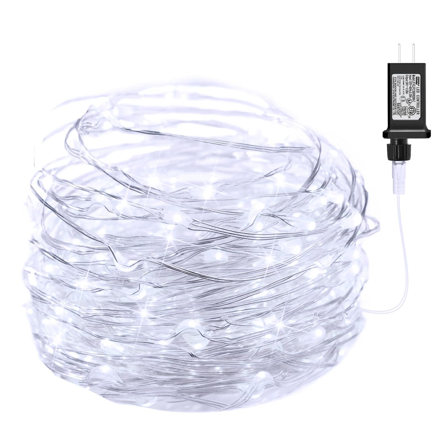 Segrass 100-LED Fairy String Lights 33 Ft Waterproof Silver Copper Wire Starry Firefly Lights for Indoor Outdoor Christmas Wedding Party Bedroom Decor Pure White