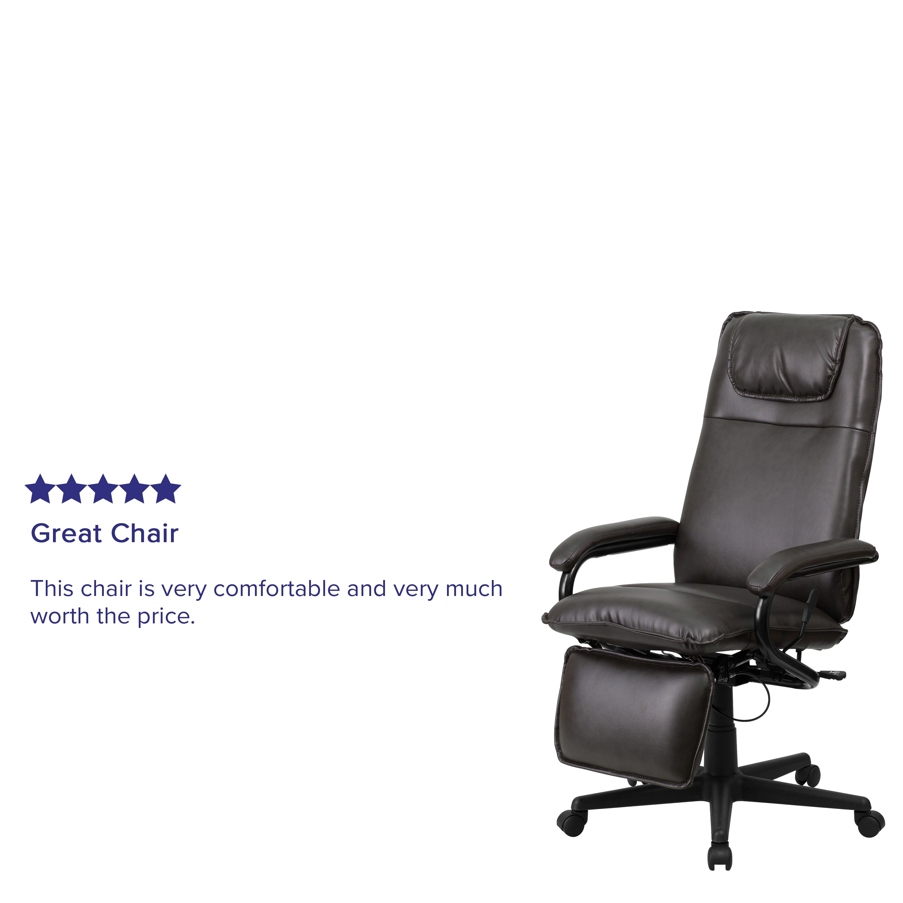 Ergonomic High Back Brown LeatherSoft Swivel Executive Chair with Arms