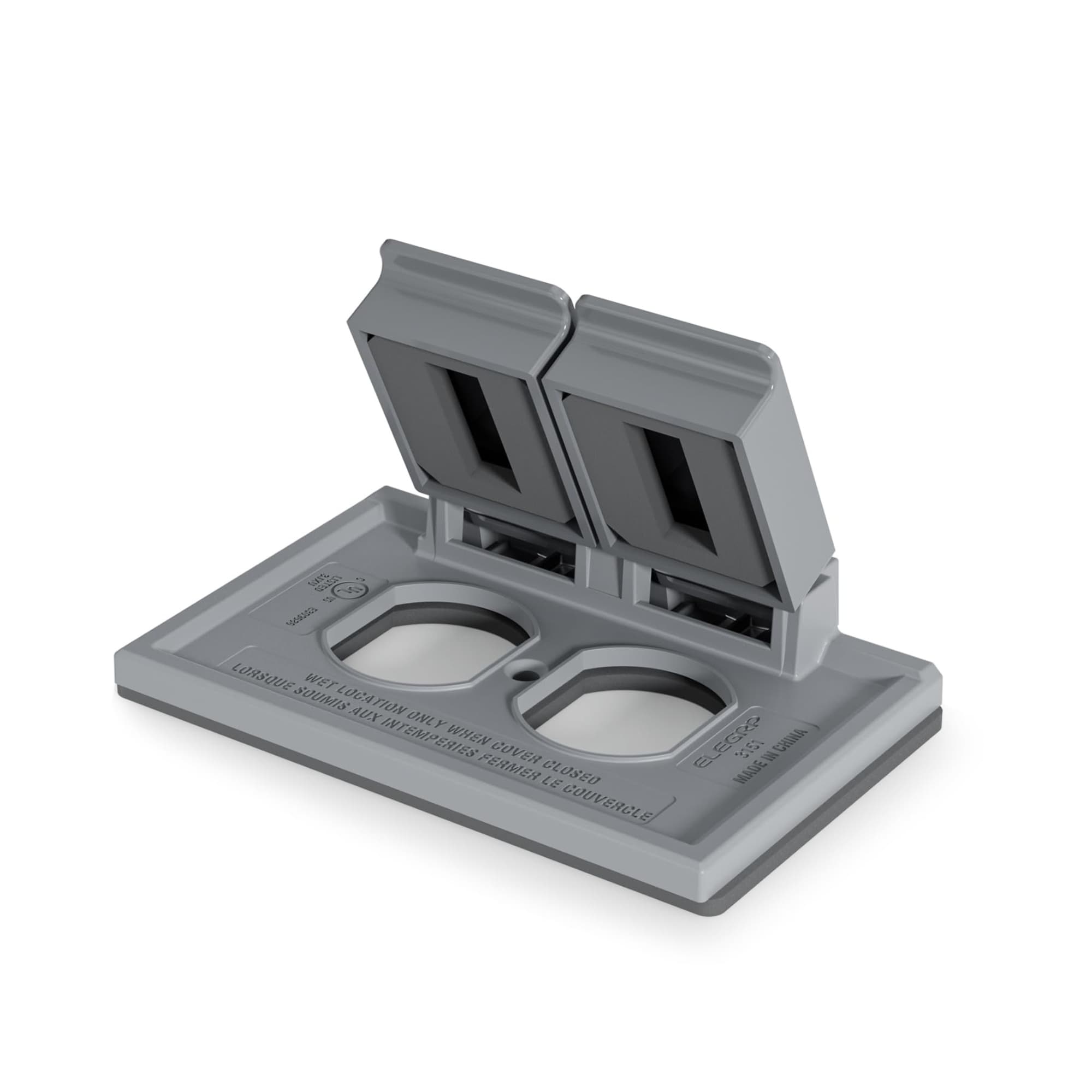 Etokfoks Horizontal Outdoor Electrical Outlet Cover 4 55 x 3 02 in Polycarbonate Grey 1 Gang Duplex Plate 1 Pack #LETX6MYYD