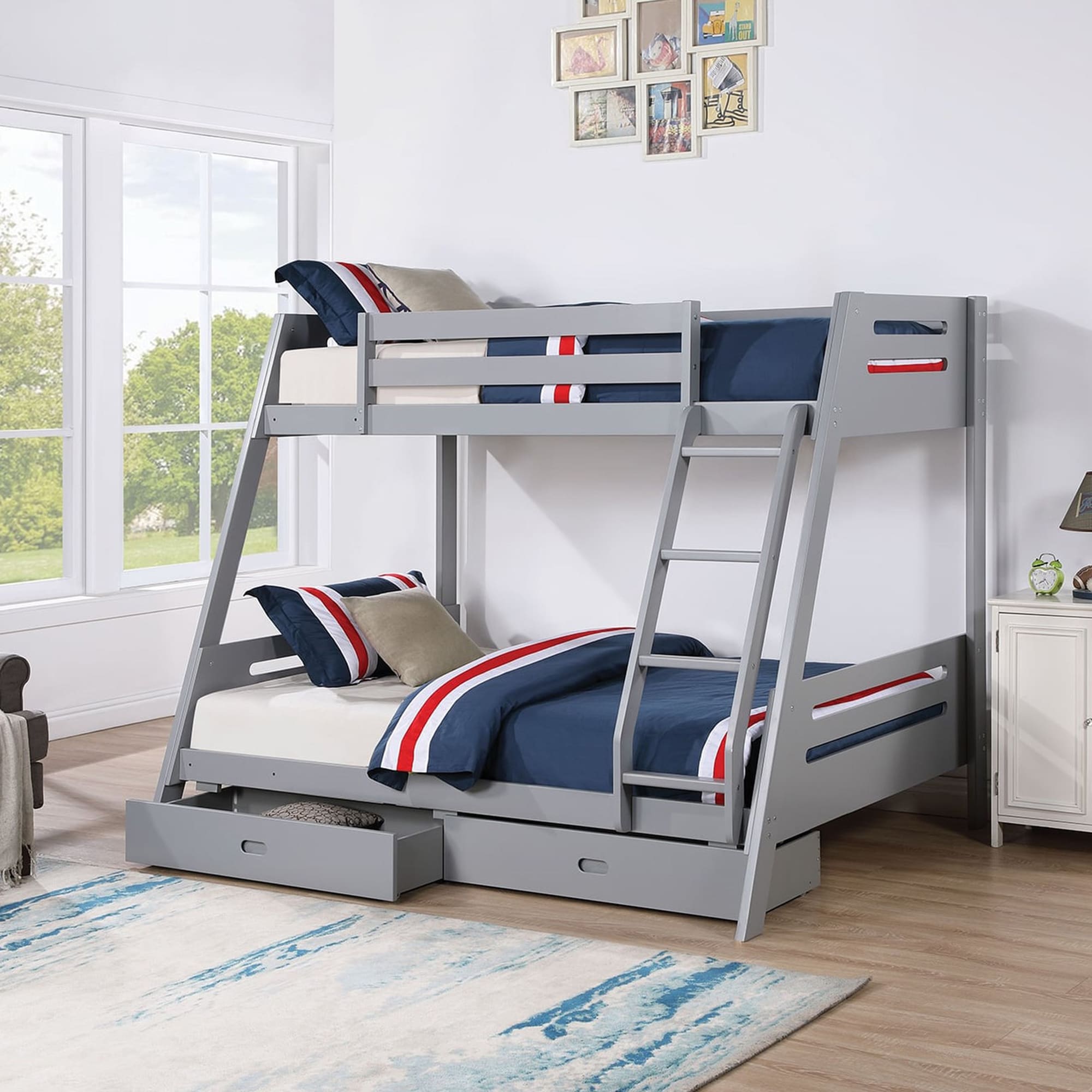 IHOMEadore MDFM-BK003GY Gray Twin over twin Bunk Bed