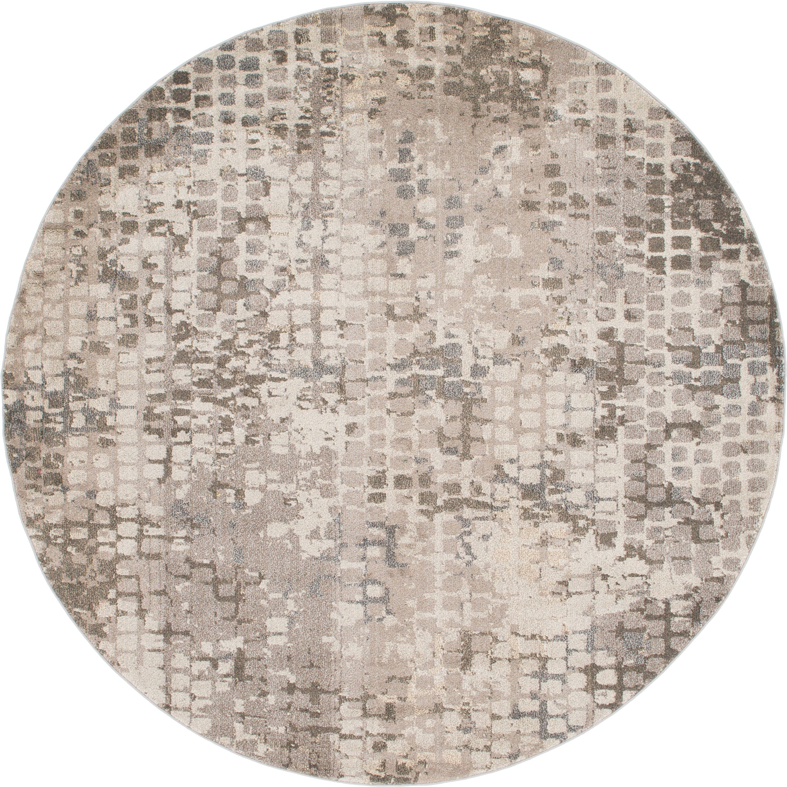 Unique Loom 3142285 Bondi Chromatic 10 x 10 (ft) Loomed Polypropylene Gray/Beige Round Indoor Abstract Bohemian/Eclectic Area rug