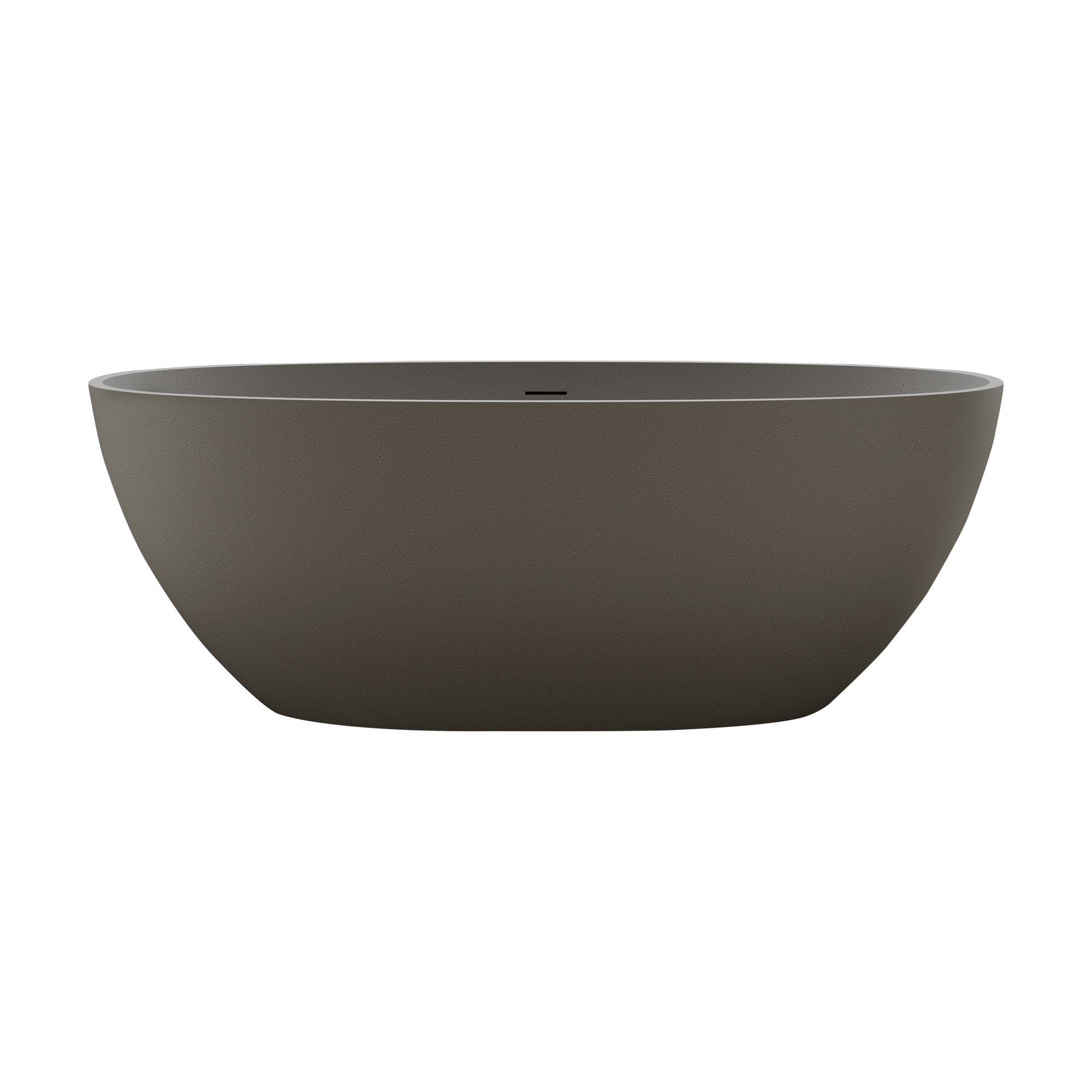 CASAINC 30.7-in x 59-in Grey Solid Surface Oval Freestanding Soaking Bathtub with Drain ( Center Drain )
