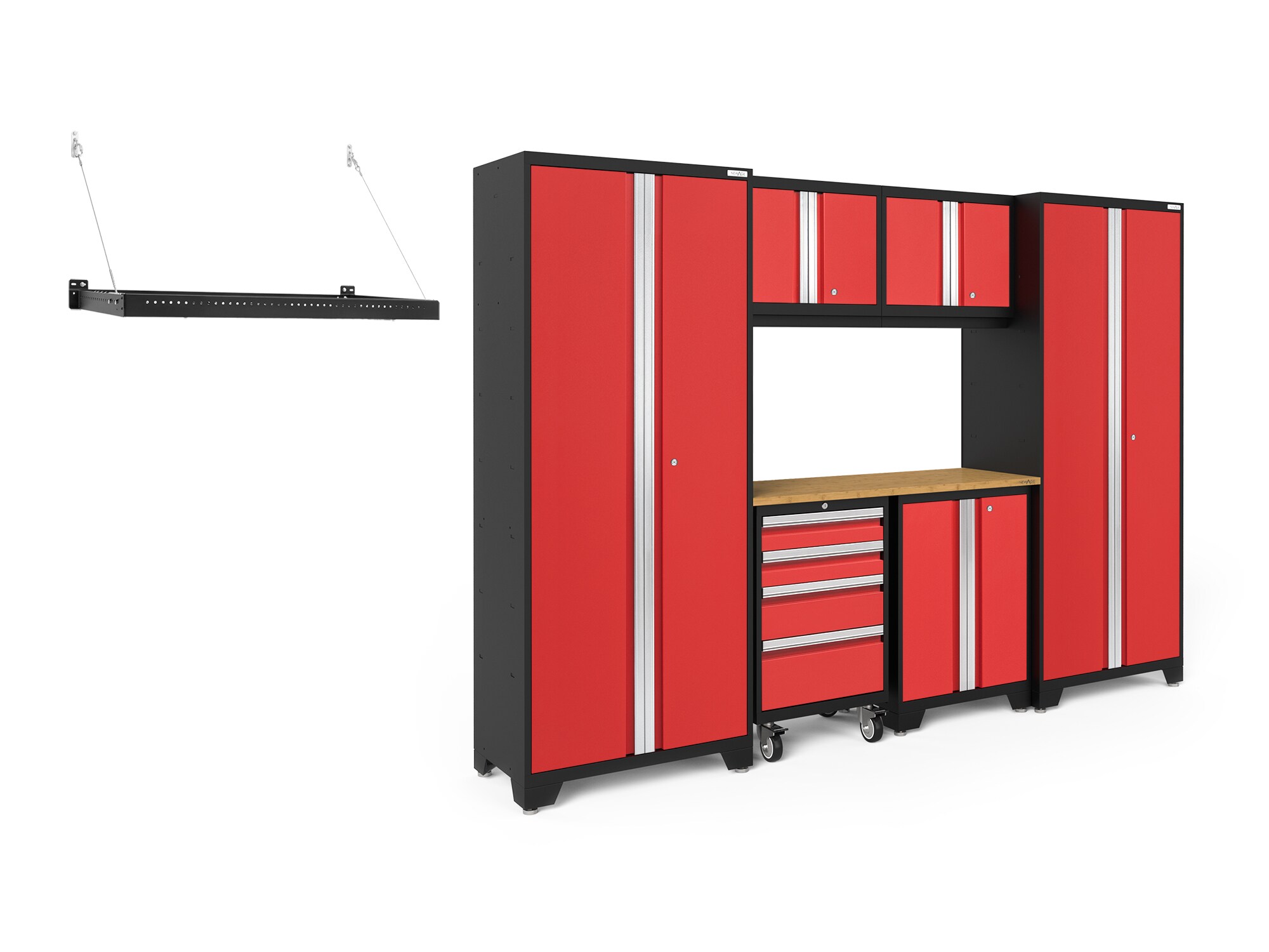 NewAge Products 50717 108-in W x 76.75-in H x 18-in D 6 -Cabinets Steel Deep Red Garage Storage System
