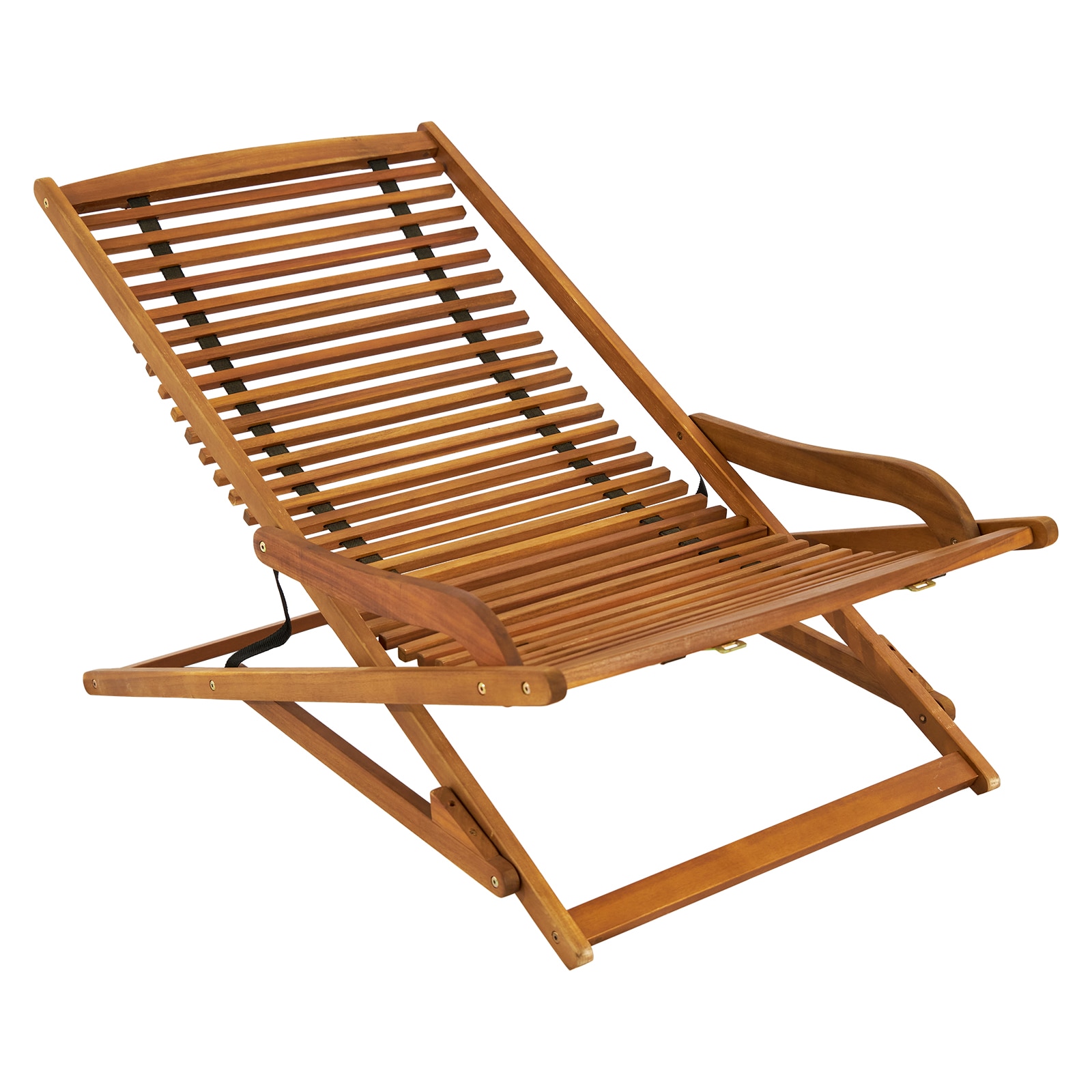 Winado LO1G56000736 Patio Chairs Wood Wood Frame Stationary Chaise Lounge Chair with Strap Seat