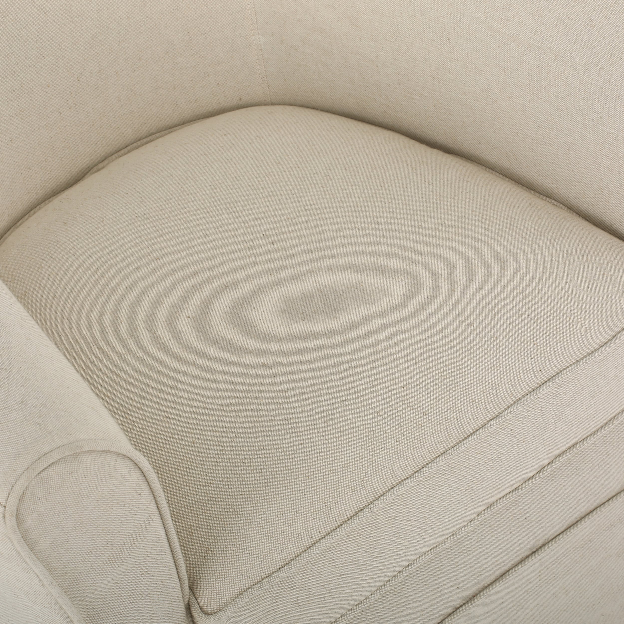 Natural Fabric Barrel Swivel Club Chair with Metal Base