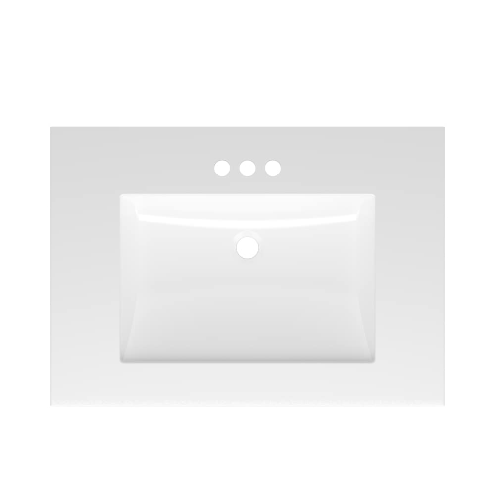 Project Source TR231-3 Cultured Marble Vanity Tops 31-in x 22-in White Cultured Marble Single Sink 3-Hole Bathroom Vanity Top