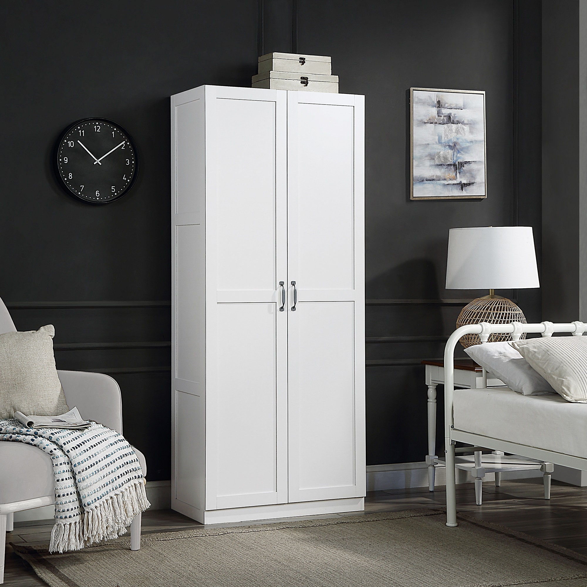 Manhattan Comfort White Armoire #2GLF-WH