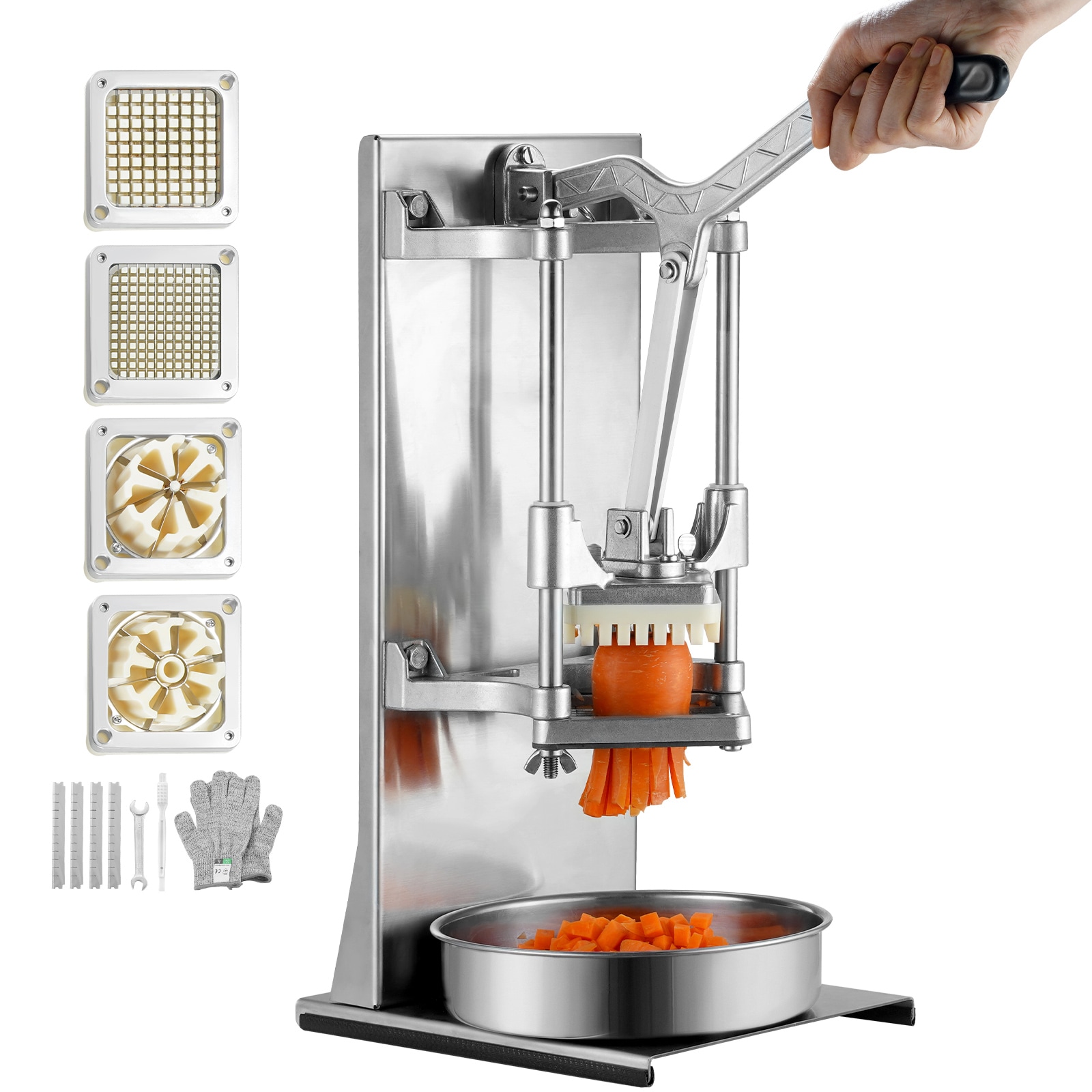 VEVOR 4 Blades French Fry Cutter Commercial/Residential Food slicer with Thickness Control ( Silver ) #KFHLC2L0000000001V0
