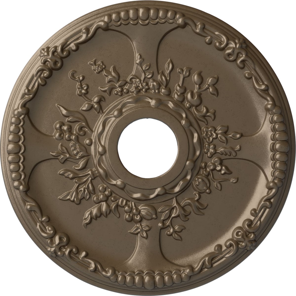 Ekena Millwork CM18SEWSS Antioch 18-in W x 18-in L Painted Warm Silver Polyurethane Split Ceiling Medallion