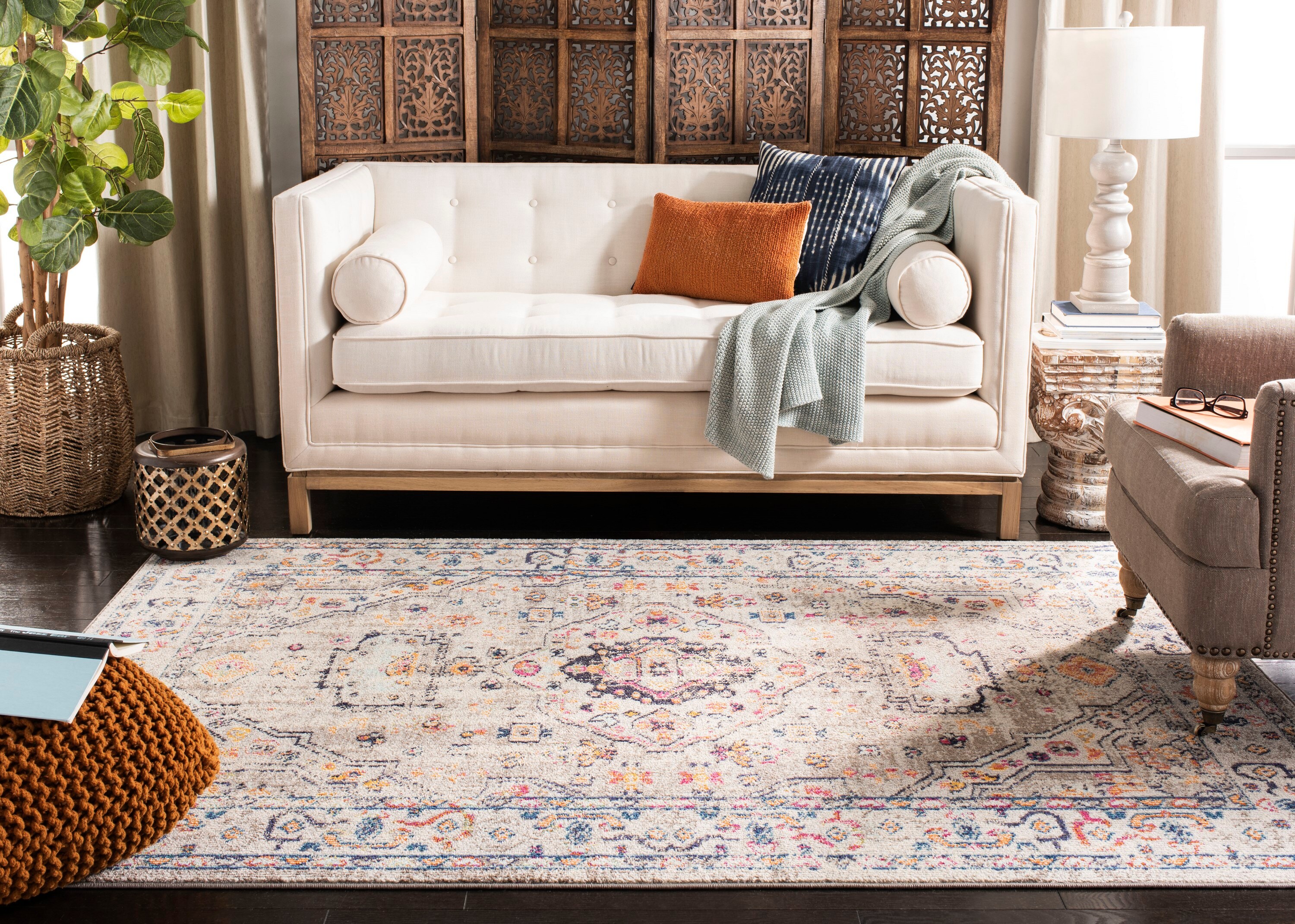 Metro-Mod Grey and Blue Flat Woven Synthetic Area Rug - 26"x16"