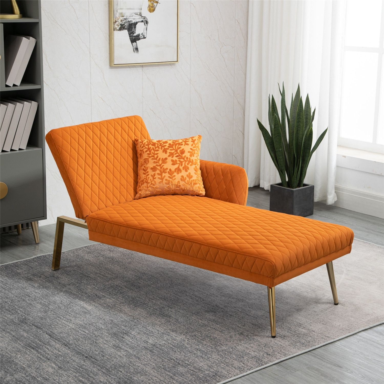 JASMODER 29.53-in Modern Orange Velvet Sofa at Lowes.com