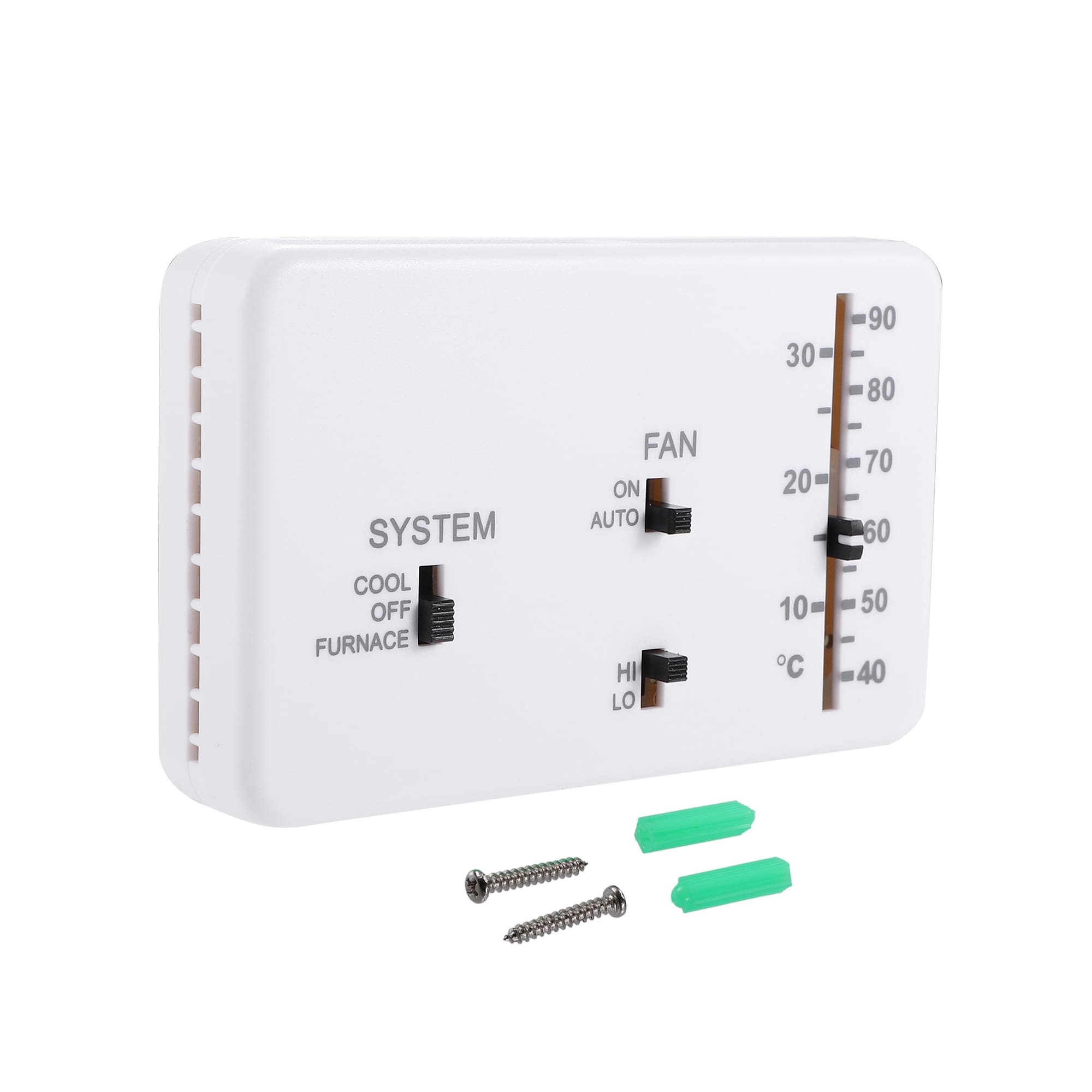 Unique Bargains RV Analog Control Heating/Cooling Thermostat Kit for Campers Motorhome/ for Duo-Therm Thermostat RV Analog Control / 40-90 deg F Temp on A/C and Furnace / 1 Set