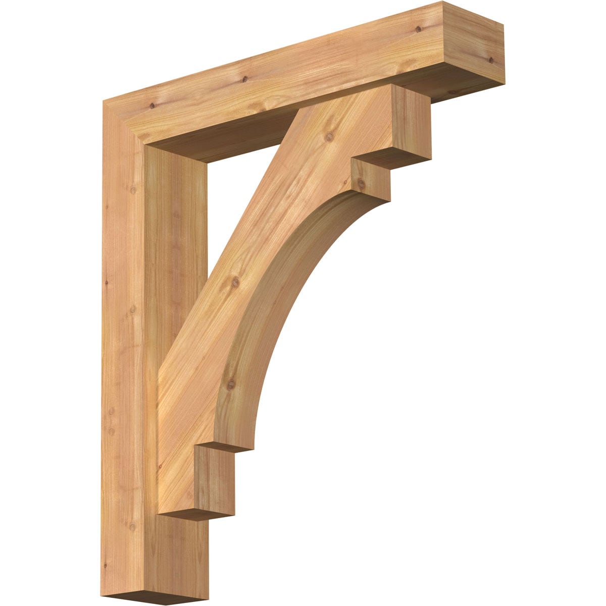 Ekena Millwork 1463150 Merced Block Smooth Bracket with Offset Brace Western Red Cedar Wood Standard Bracket