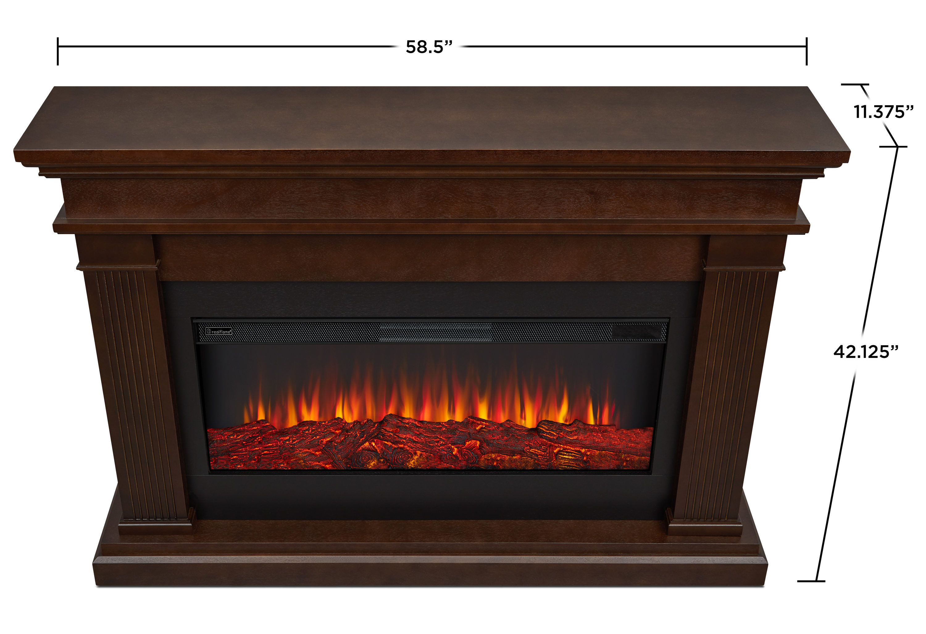 Real Flame 58.5-in W Dark Walnut Fan-forced Electric Fireplace in the ...