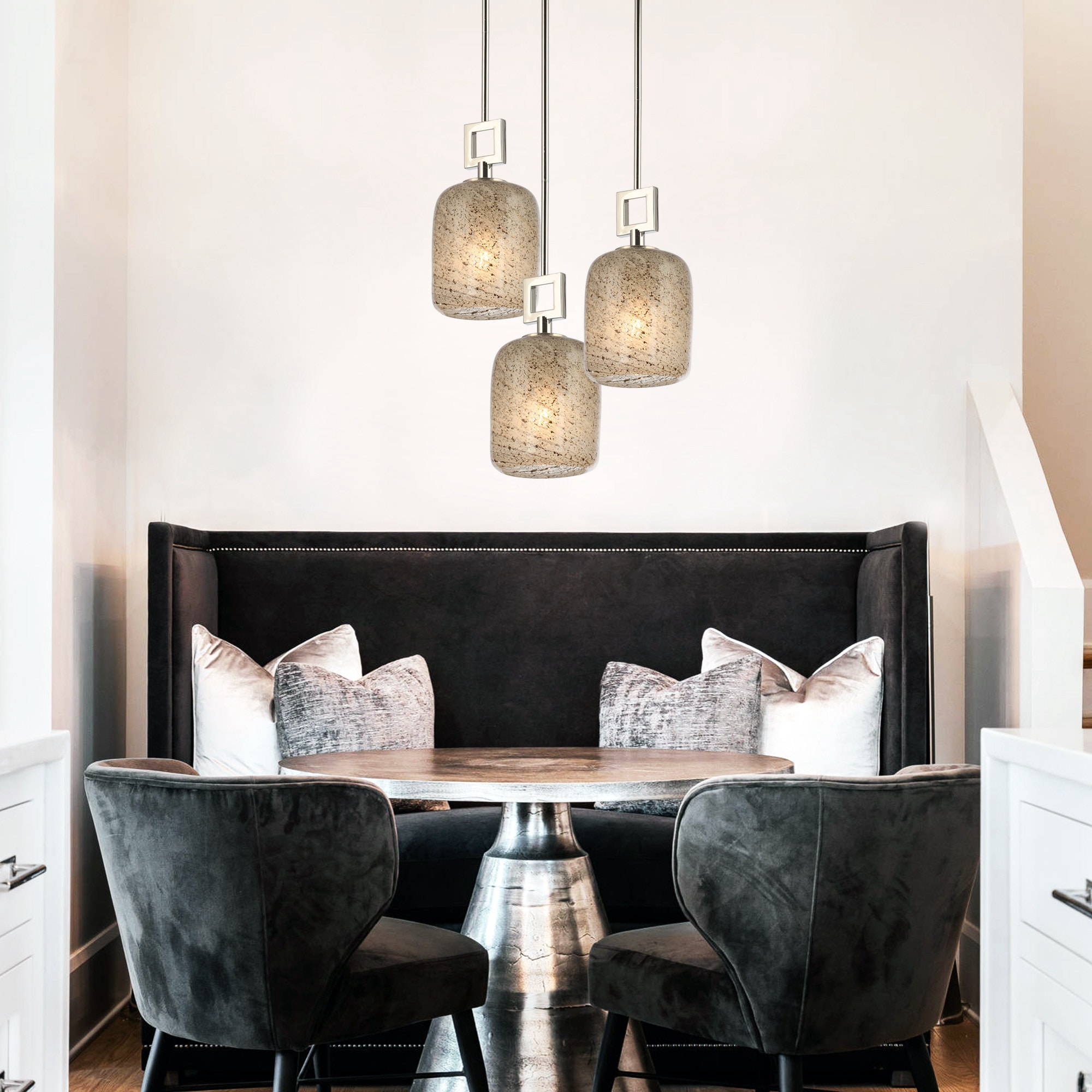 IHOMEadore MDPW220309110V Pendant light Gray Modern/contemporary Etched glass Cylinder Mini Hanging Pendant light