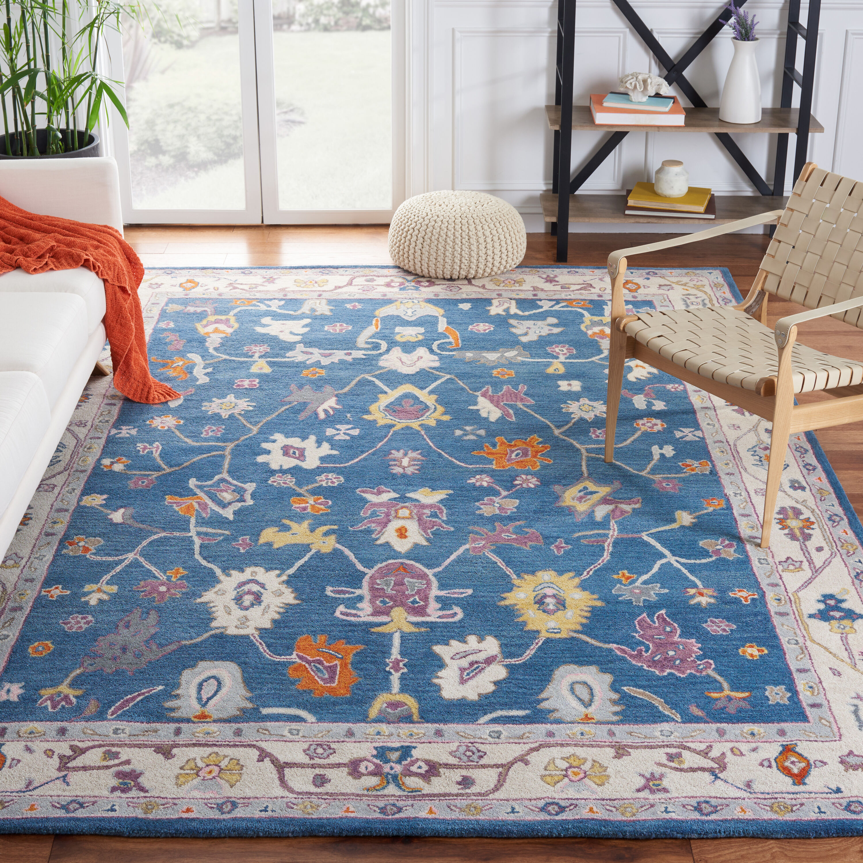  Anatolia 513 Blue/Ivory Traditional 8ft x 10ft Large Rectangle Rug
