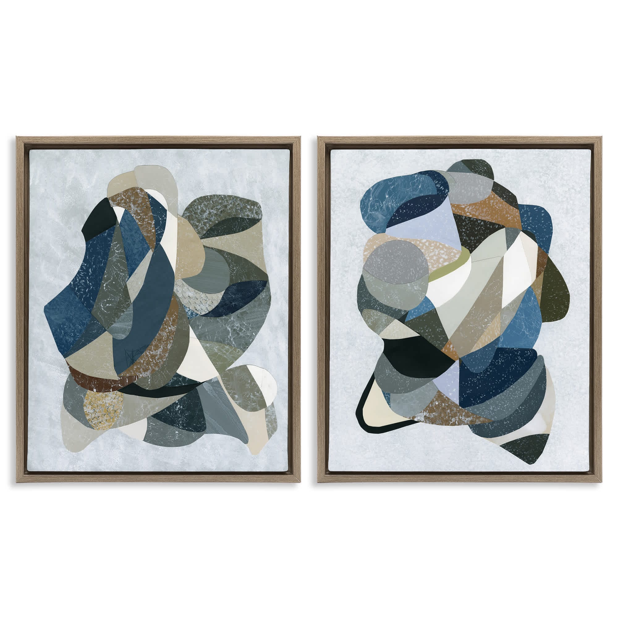 Stupell Industries B2-755-FFE-2PC-16X20 Neutral Geometric Patterns 2pc Floating Frame Set Design by Coco Good