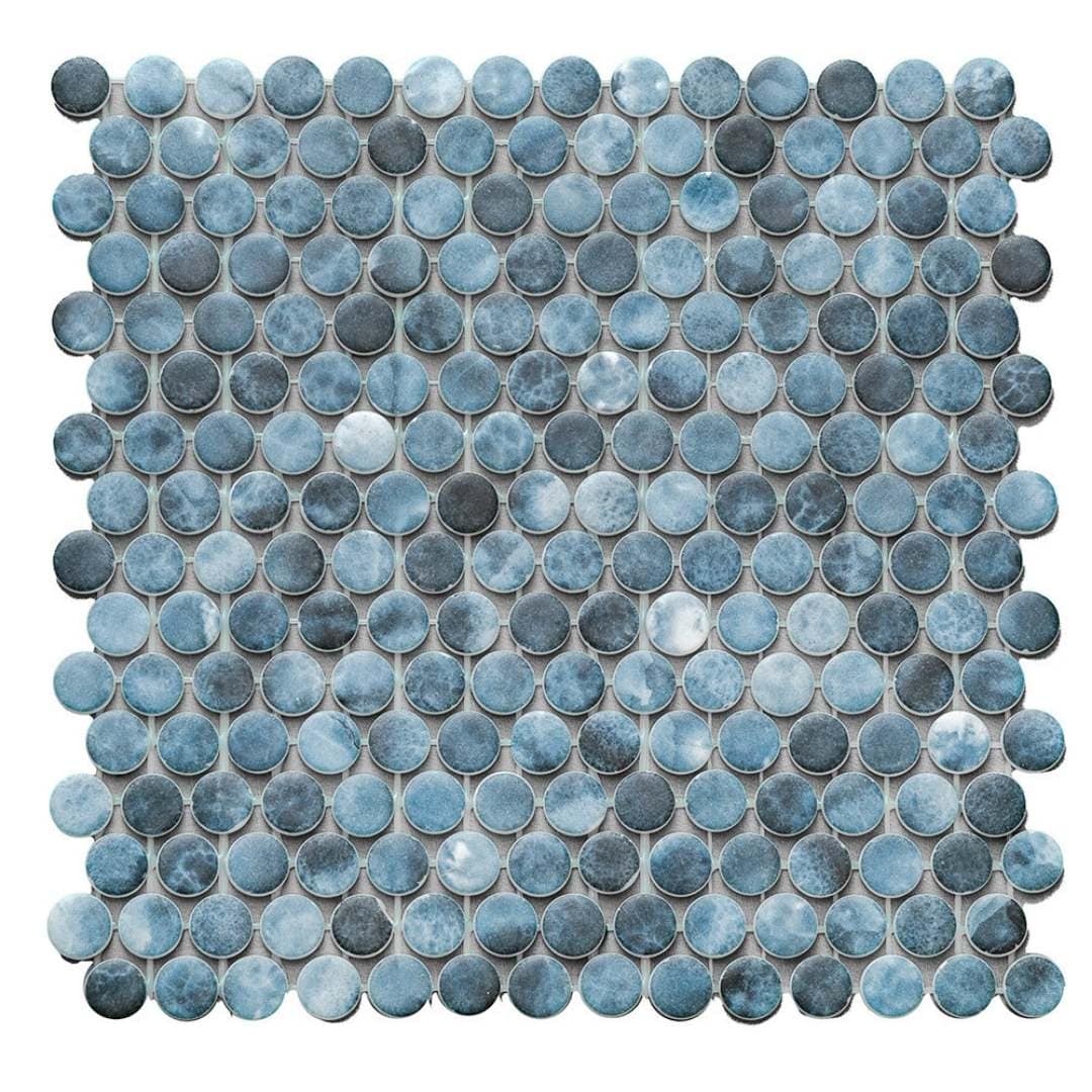 The Tile Life SPENNBLISOB Sample- Eterna Penny Onice Blue 4-in x 4-in Matte Glass Floor and Wall Tile