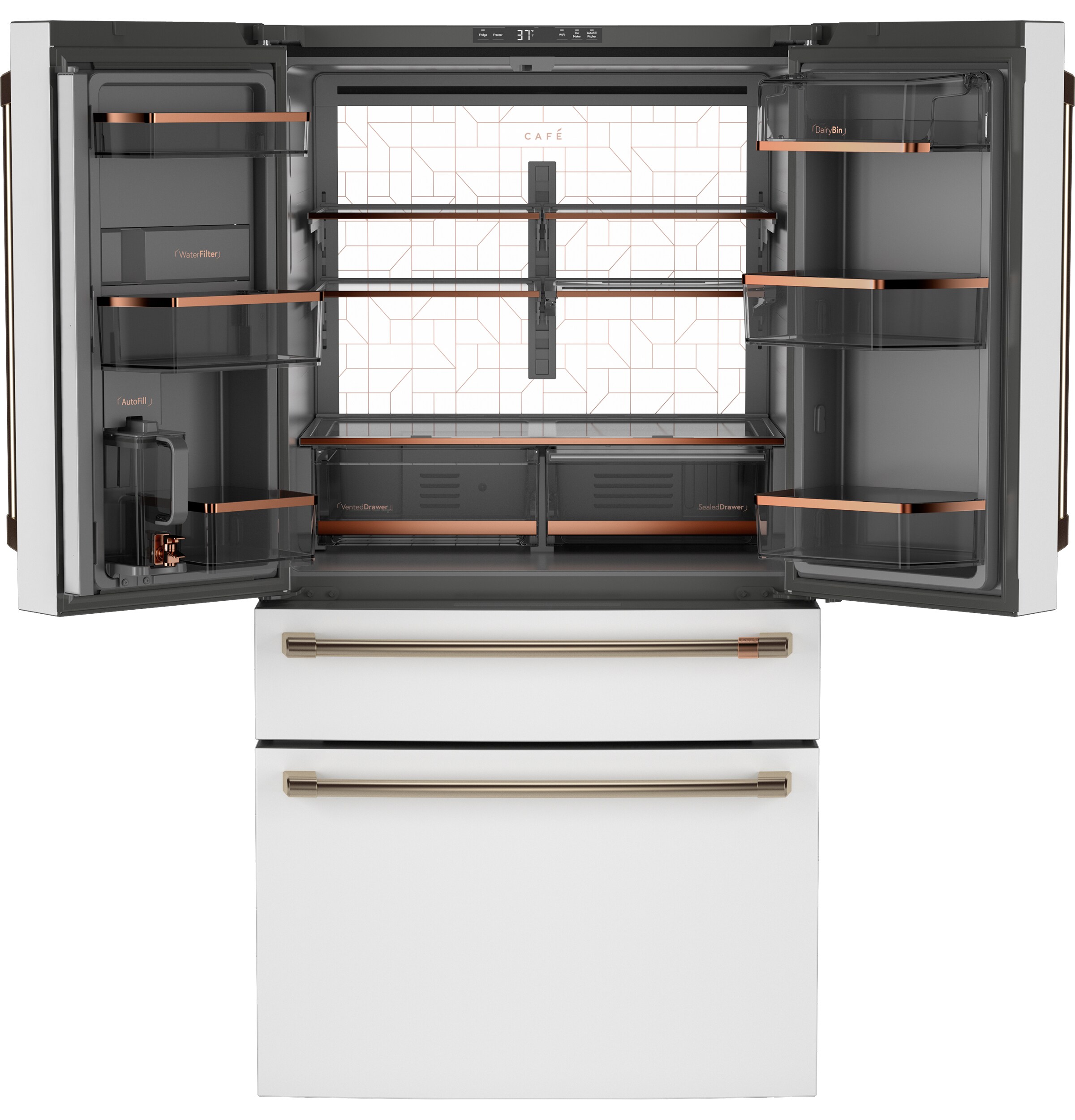 Cafe 28.7-cu ft 4-Door Smart French Door Refrigerator with Ice Maker and Water dispenser (Matte White) ENERGY STAR