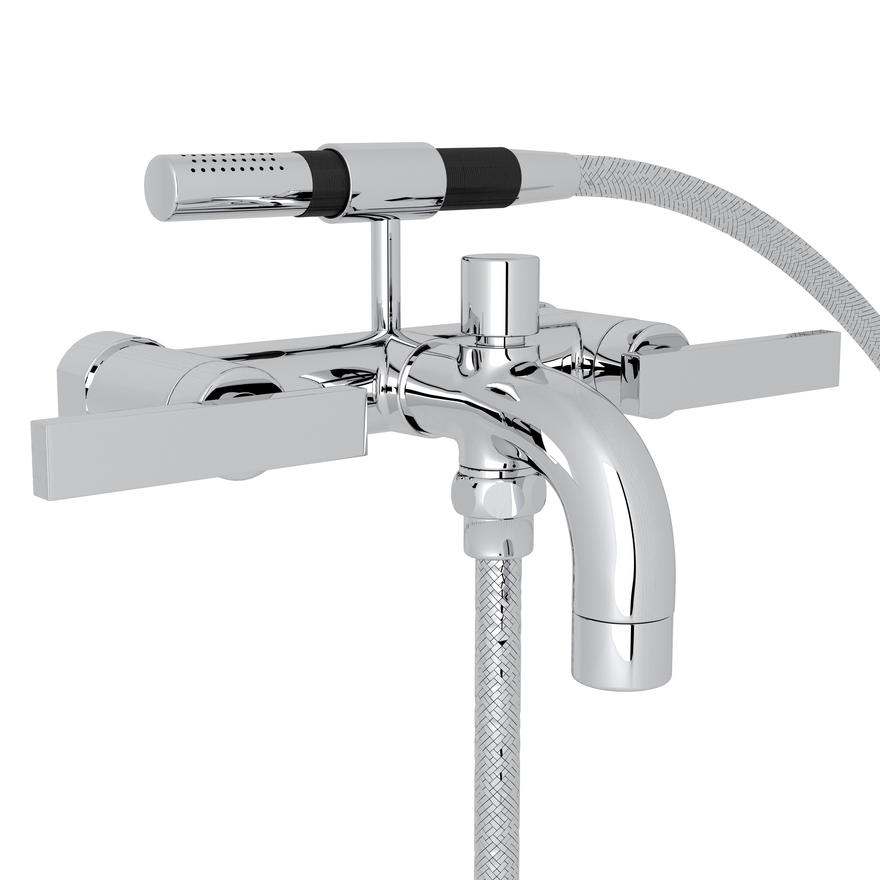 Rohl A2202LMAPC Polished Chrome 2-handle Wall-mount Low-arc Bathtub Faucet with Hand Shower
