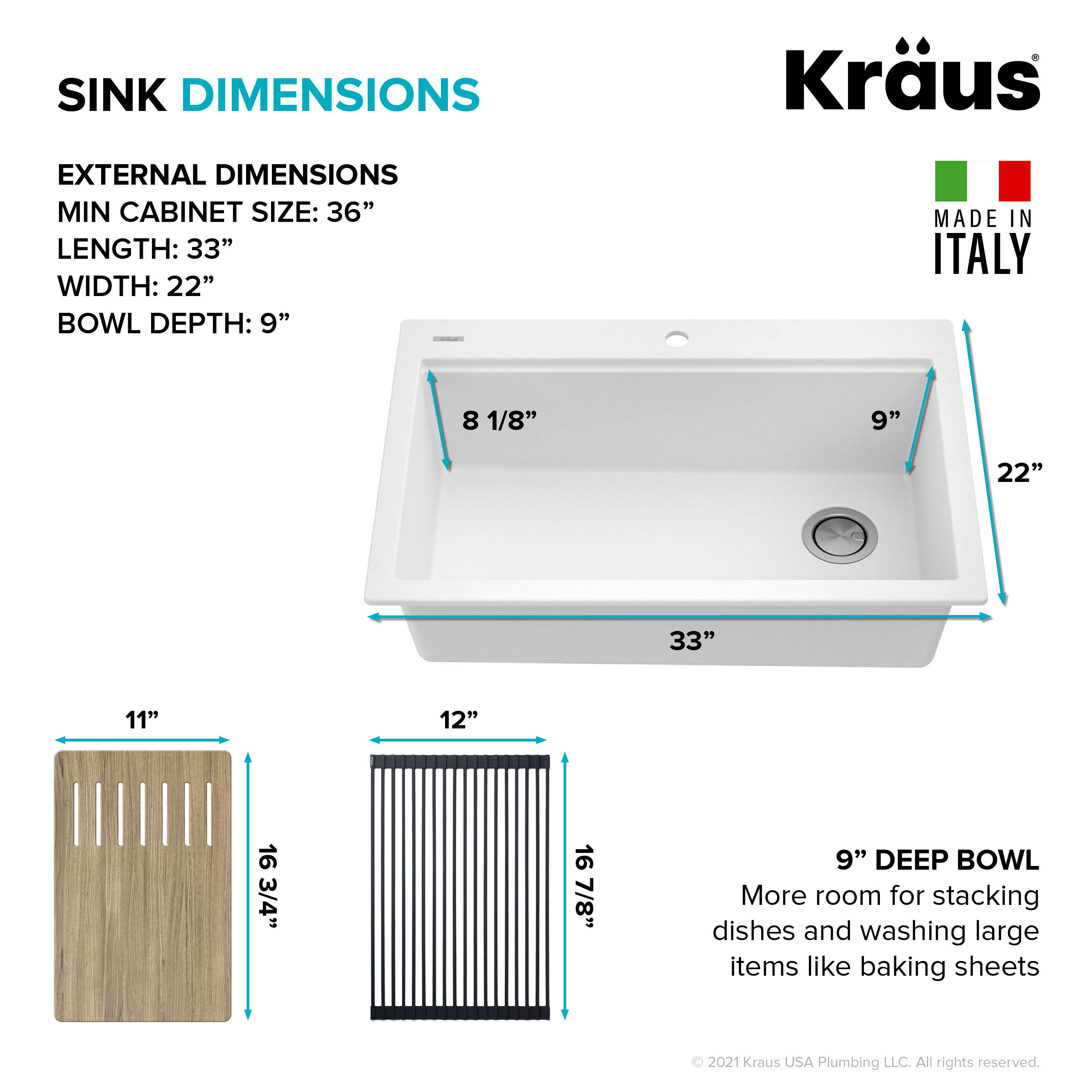 Kraus KGTW1-33WH Kitchen-Sinks - View #6
