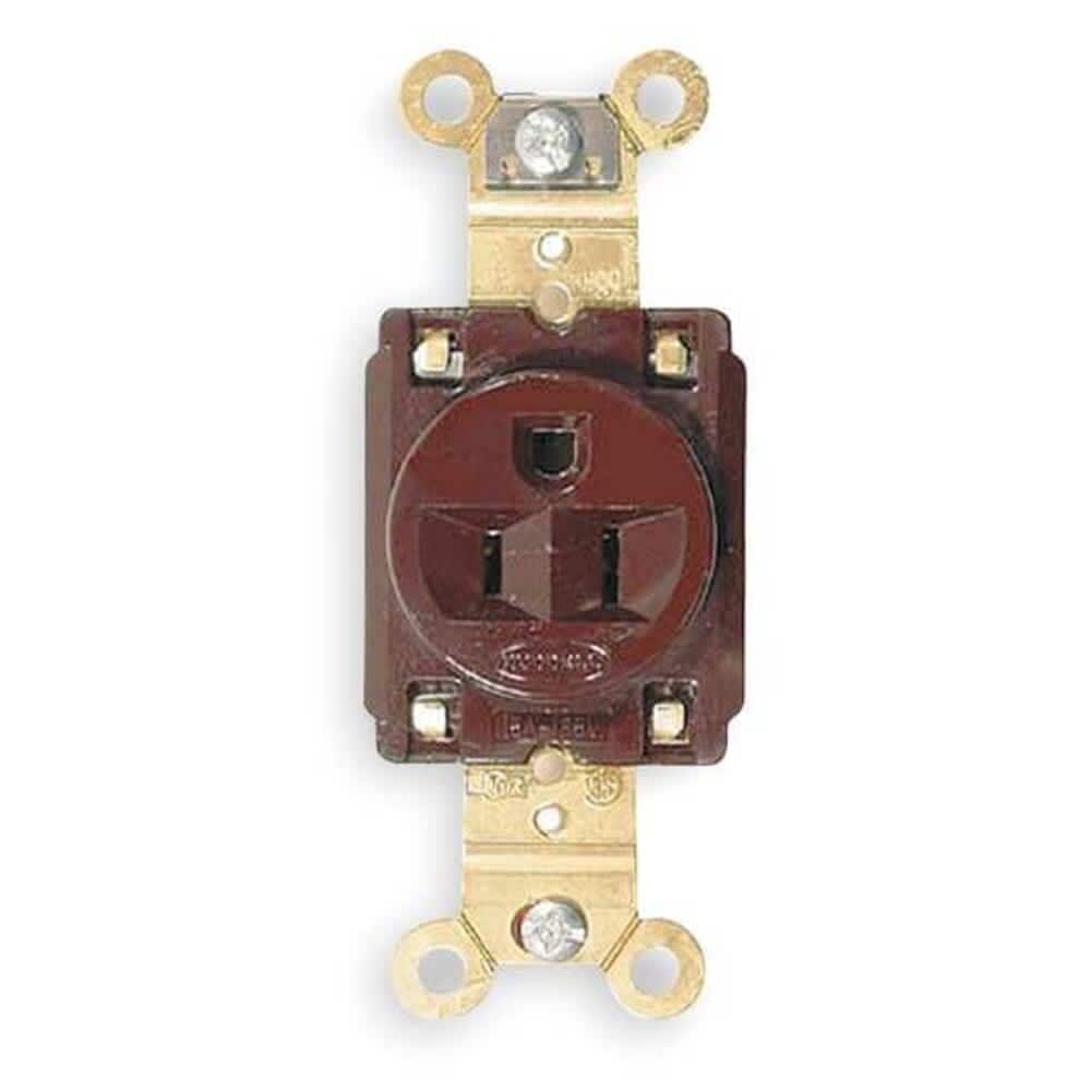 Hubbell Wiring Device-Kellems Straight Blade Receptacle 5-15R 15 A 125V AC 2 Pole 3 Wire Flush Mount Grounded #HBL5261