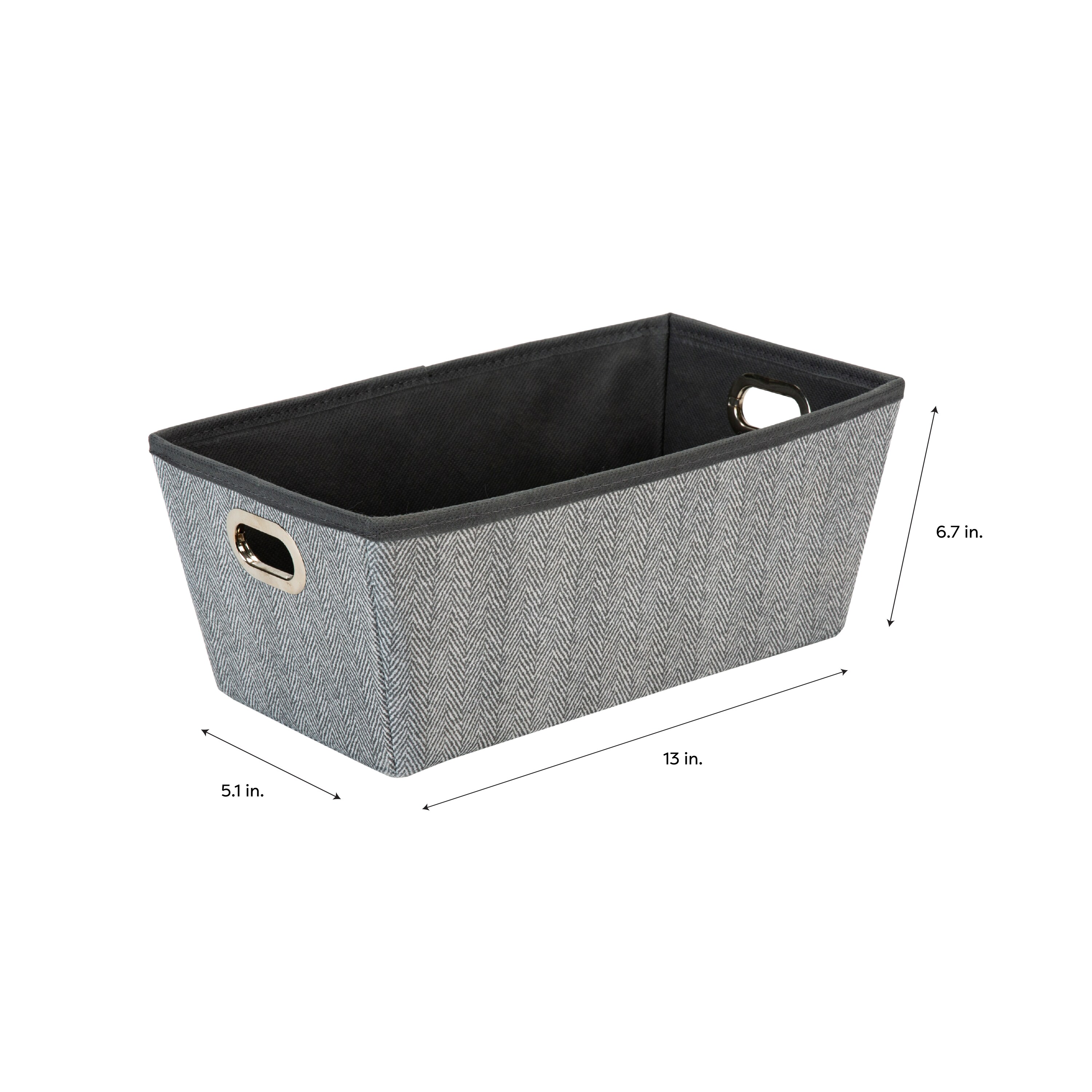 Simplify 3 Pack Small Herringbone Plastic Storage Basket In Grey 