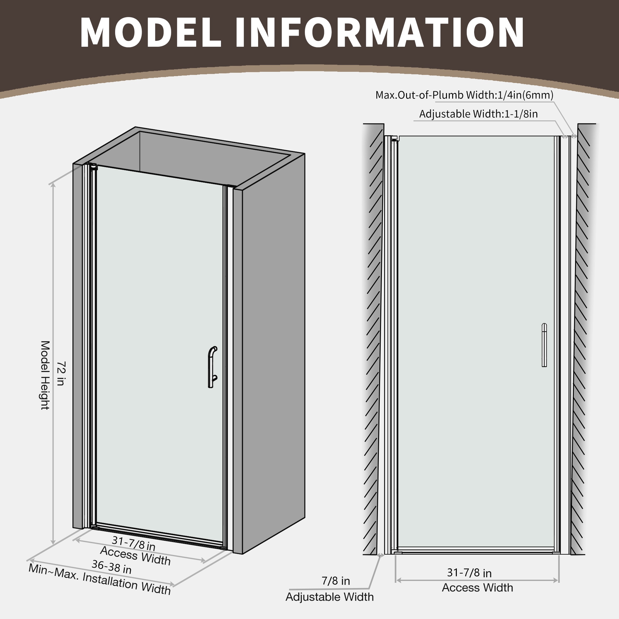 WELLFOR SLL-BFH36 Shower-Doors - View #6