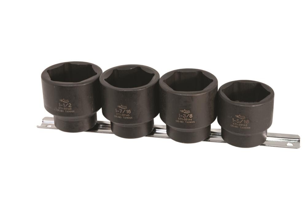 K Tool International KTI-33104 4-Piece Standard (SAE) 1/2-in Drive Set 6-Point Impact Socket Set