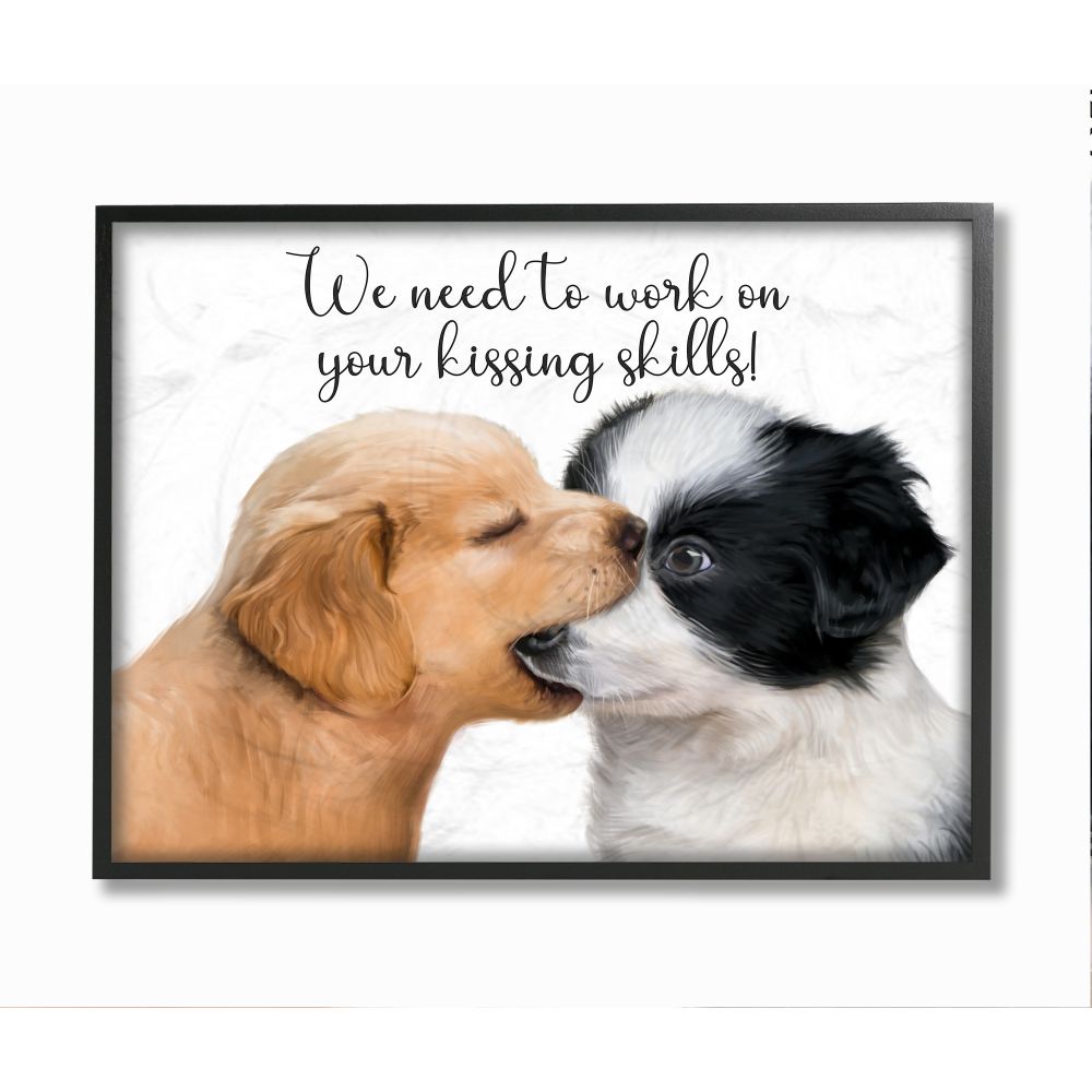 Stupell Industries Puppy Love Kiss Skills Phrase Young Love Quote Ziwei Li Framed 14 In H X 11 In W Animals Wood Print In The Wall Art Department At Lowes Com