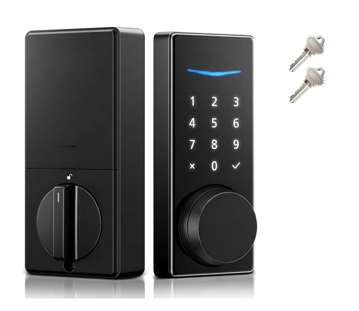 Etokfoks  Metal Smart Lock Keyless Entry Door Lock Touchscreen Remote Control Fingerprint Voice App Unlock Splash Proof