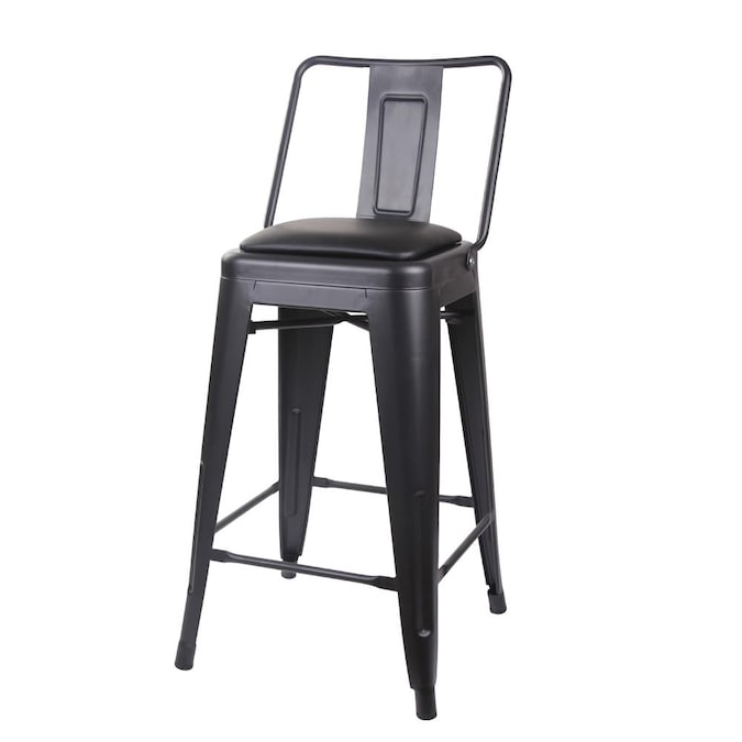 Gia 24 In Metal Bar Stool Black Counter, 24 Seat Height Bar Stools With Backs