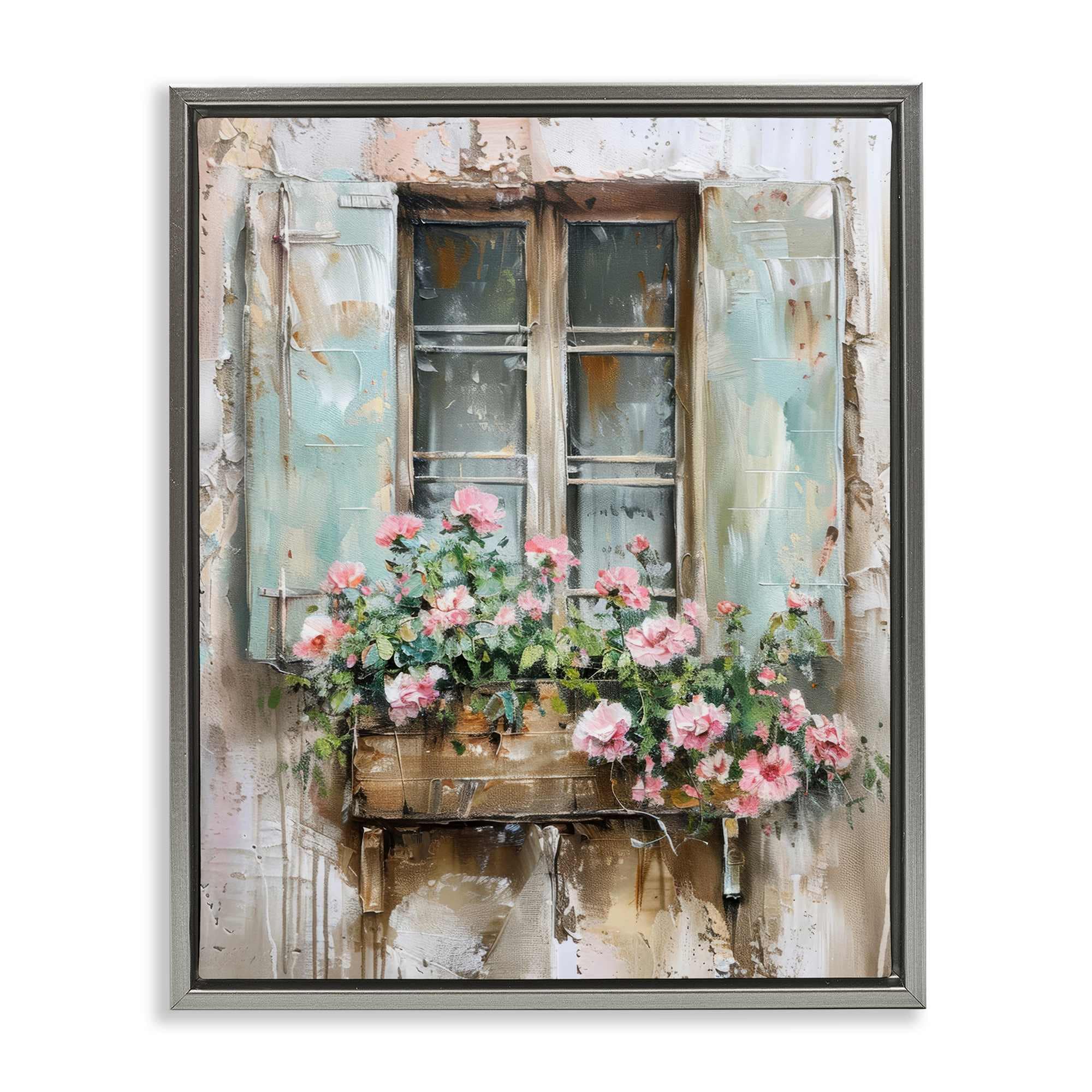 Stupell Industries BT-754-FFL-24X30 French Country Window Gray Framed Floater Canvas Wall Art By Arlington Prints 25 x 31