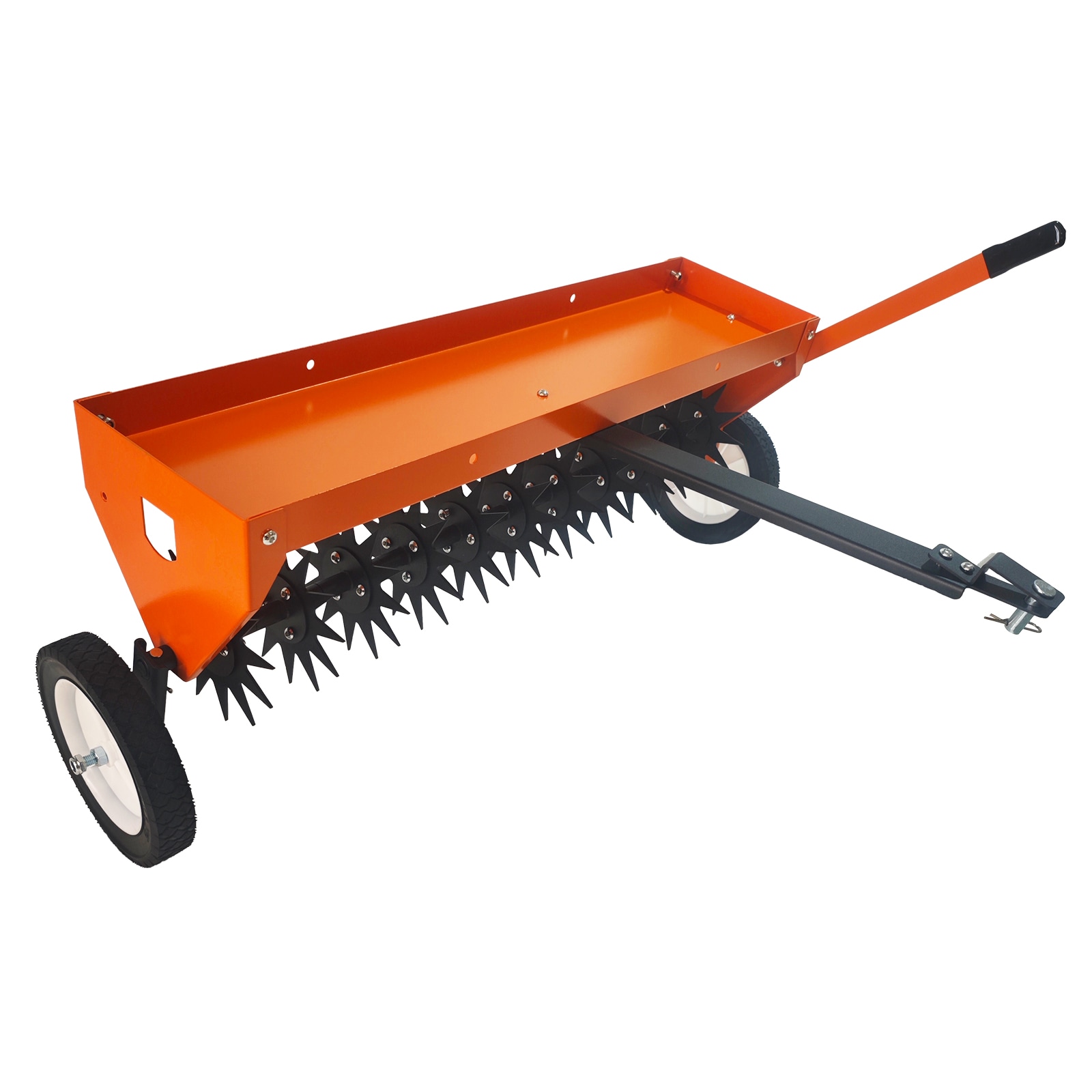 IdealHouse - 40 in Tow-Behind Lawn Aerator/ Universal Hitch with Adjustable Handle and Transport ...