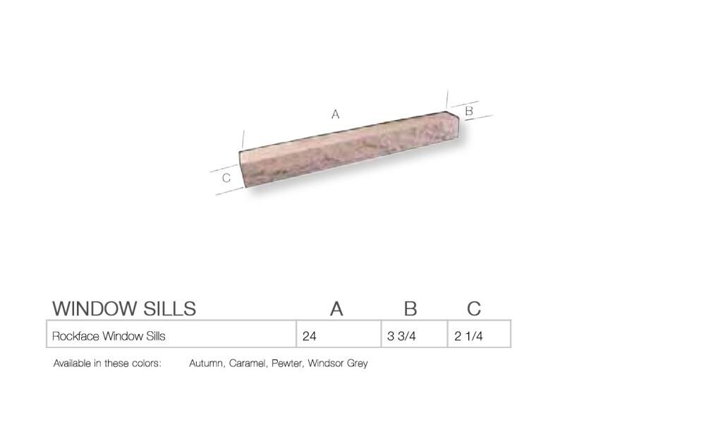 Mountain Stone SS47 Window Sill 1.75-lin ft Windsor Grey Manufactured Stone Veneer